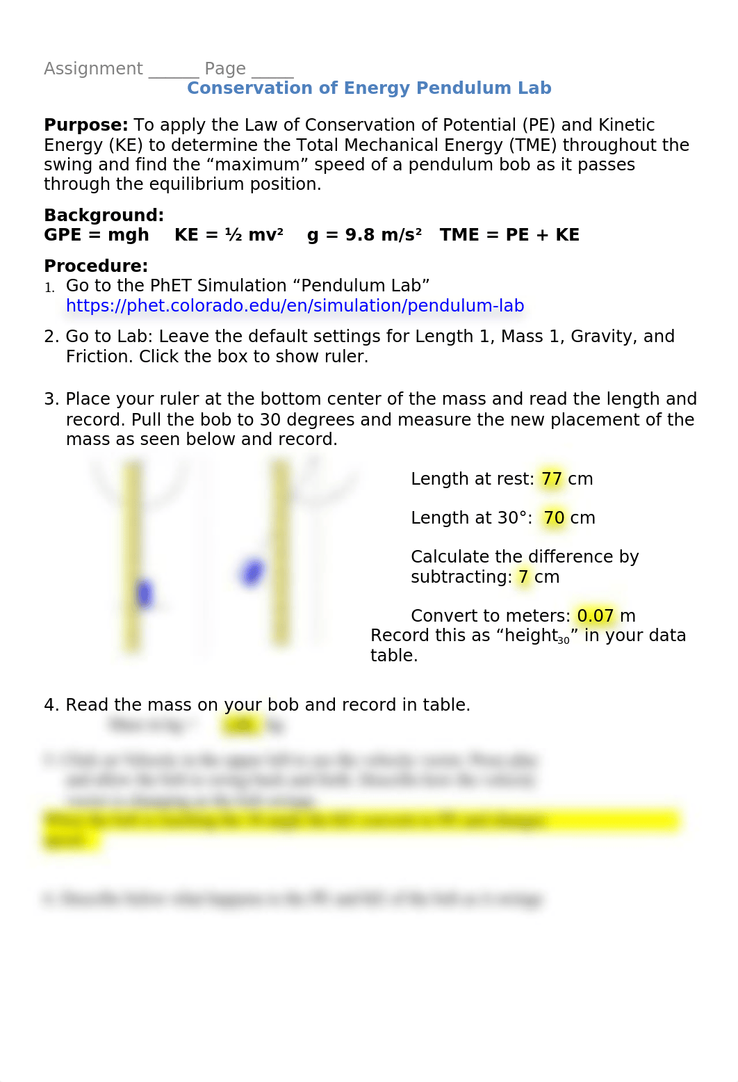 Assignment 9. Conservation of Energy - Pendulum Lab PheT.docx_db5qj0twqlx_page1