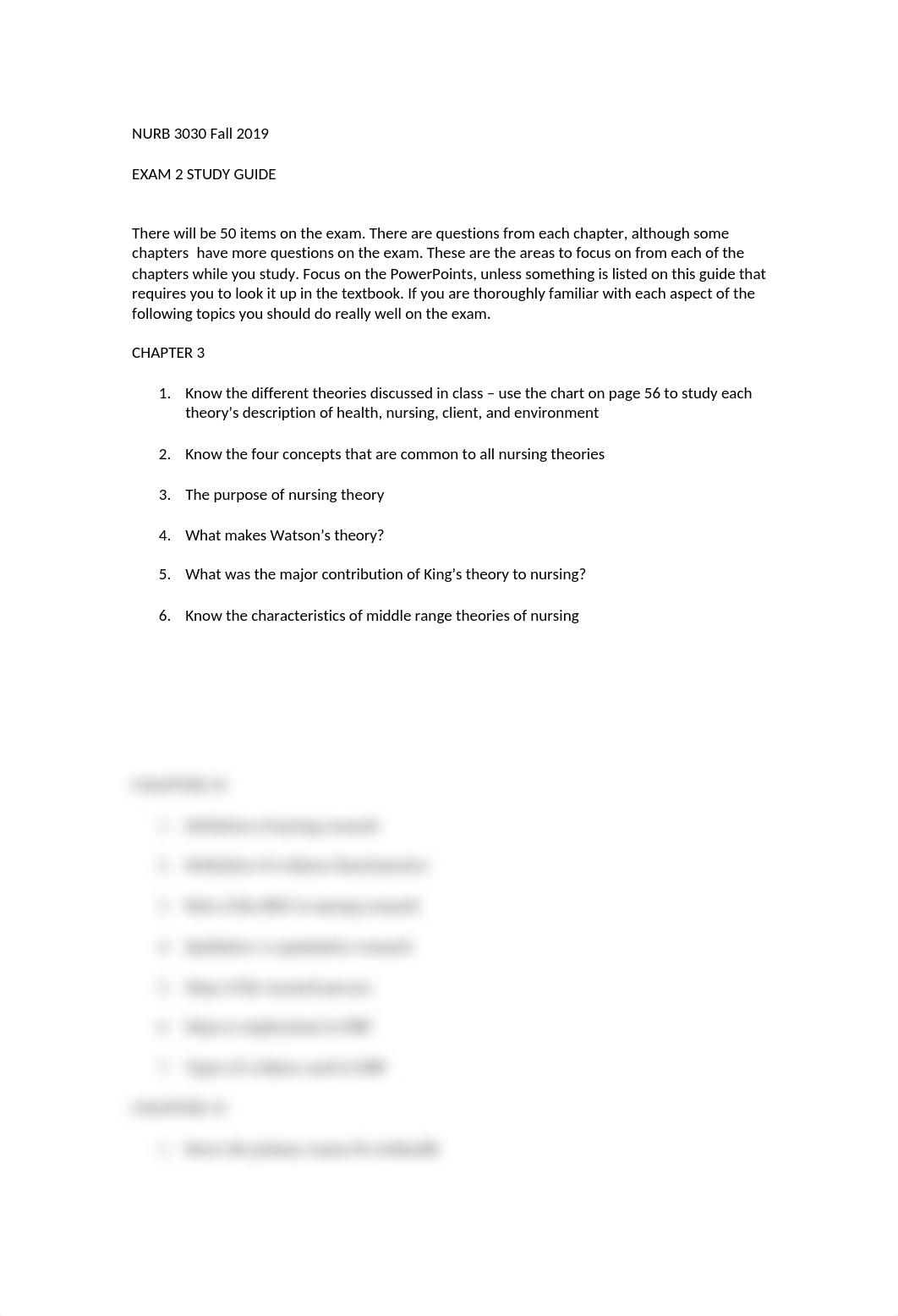 NURB 3030 Fall 2019- study guide exam 2.docx_db5s1bfugp8_page1