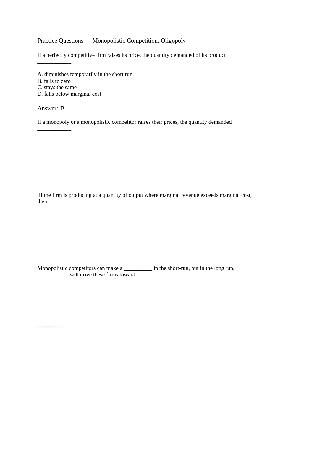 Practice Questions Monopolistic Competition  Oligopoly Answers.docx_db5um0du6uf_page1