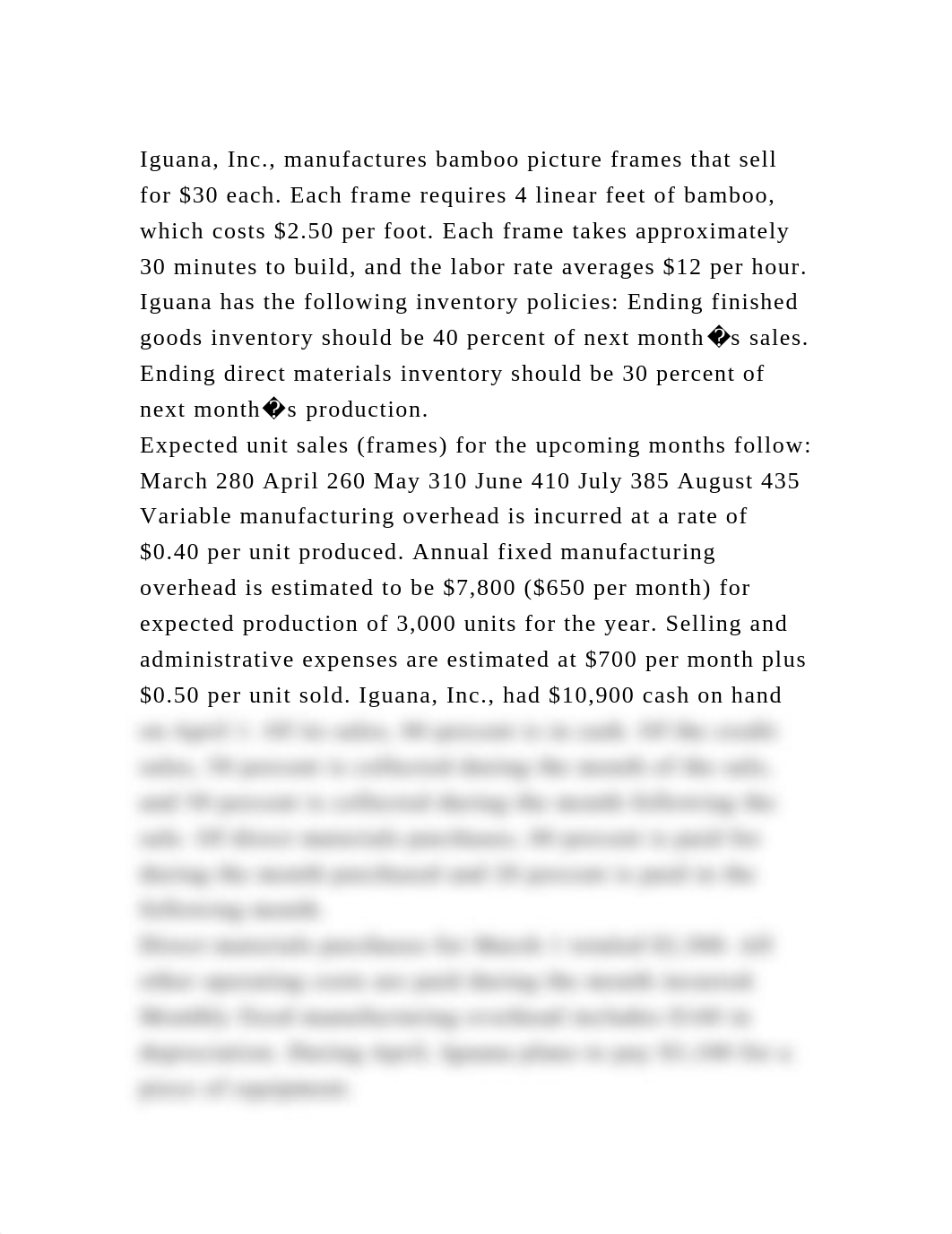 Iguana, Inc., manufactures bamboo picture frames that sell for $30 e.docx_db6xi4tl3kf_page2