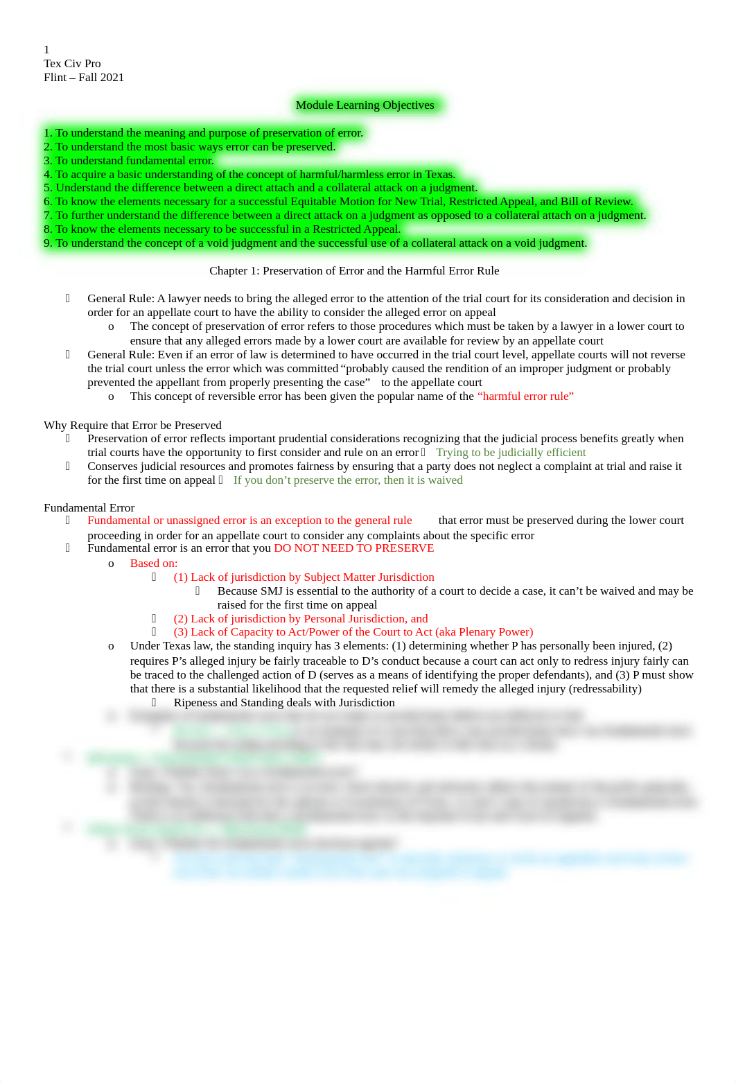 Tex Civ Pro Class Notes Fall 2021 Midterm.docx_db7b456q5tt_page1