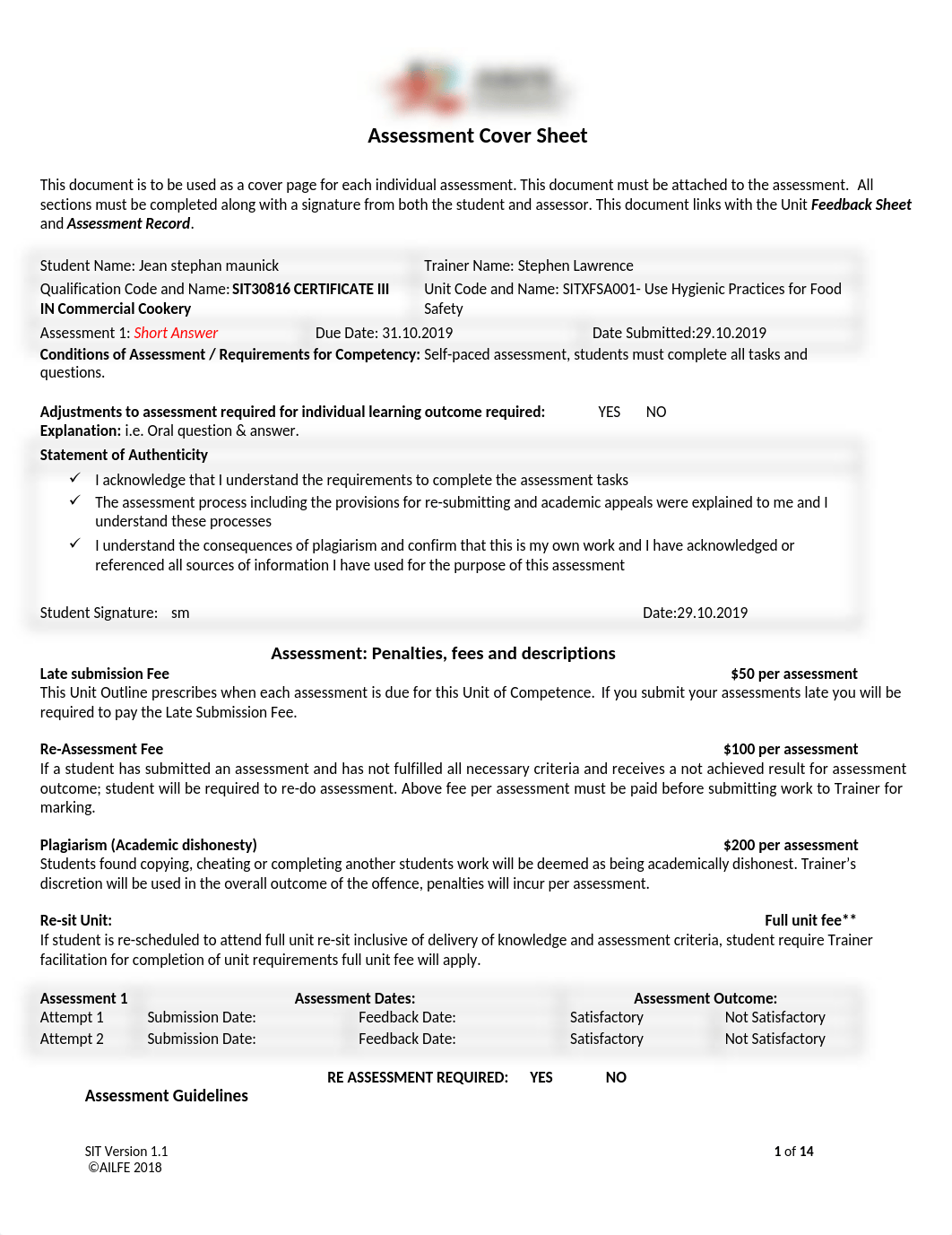 SITXFSA001_Assessment 1_Short Answer New Version[2391].docx_db7v0wch61u_page1