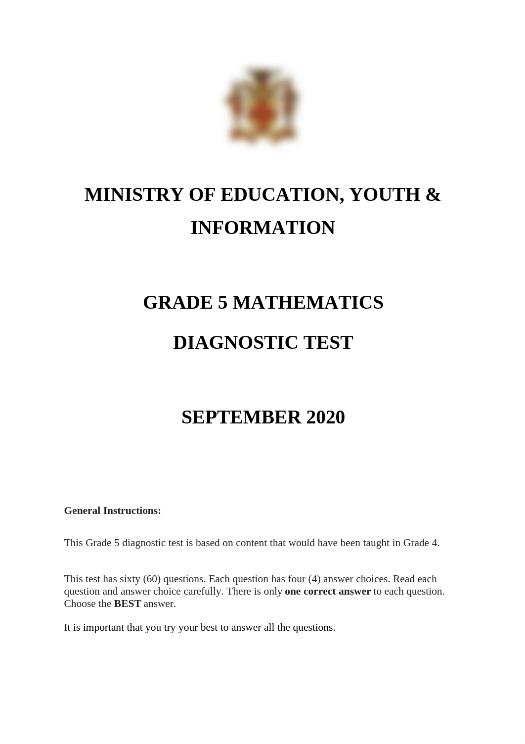 Grade 5 Mathematics Diagnostic Test Form 2020.pdf_db89y5vy07x_page1