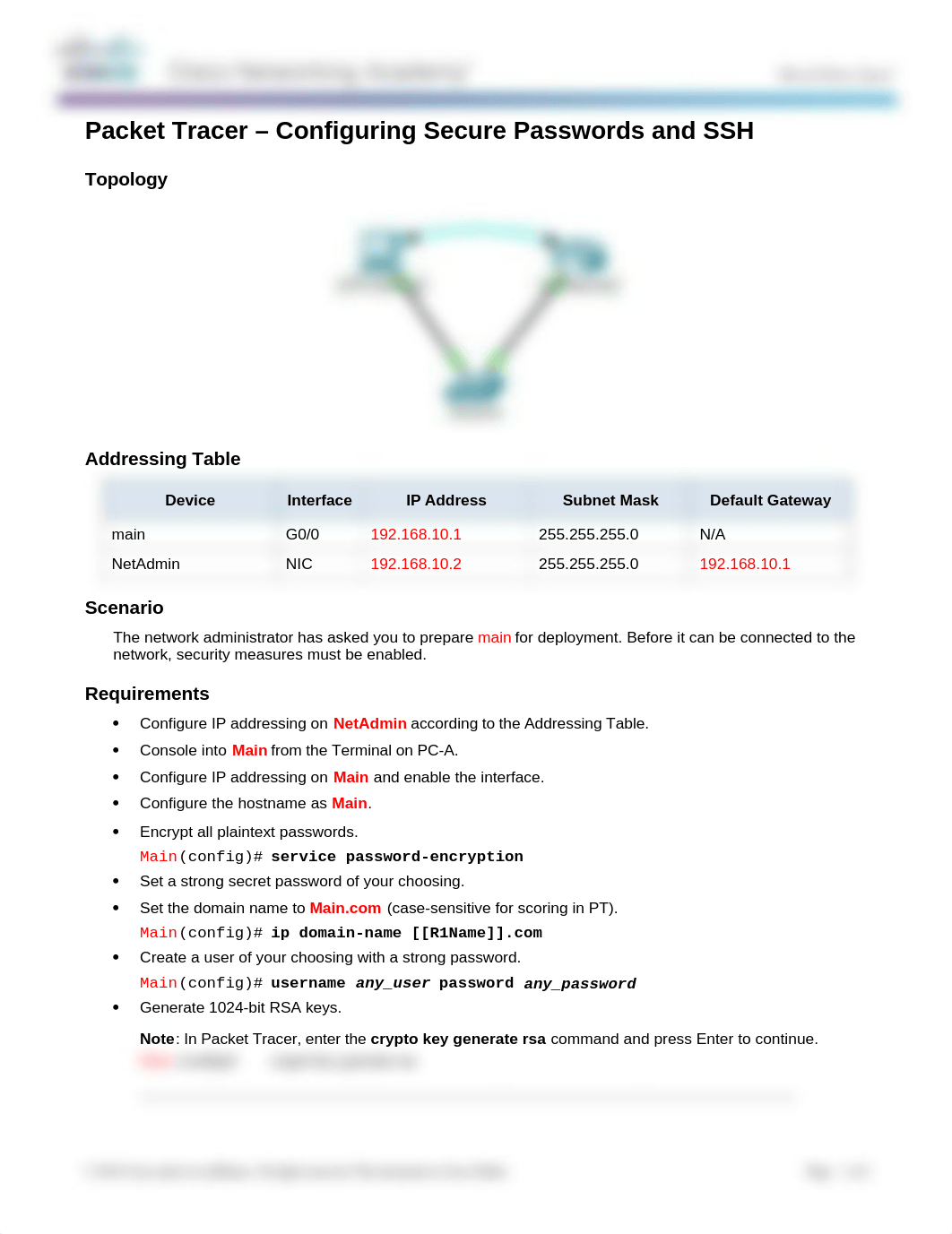 11.2.4.5 Packet Tracer - Configuring Secure Passwords and SSH_db9ab1pgew3_page1