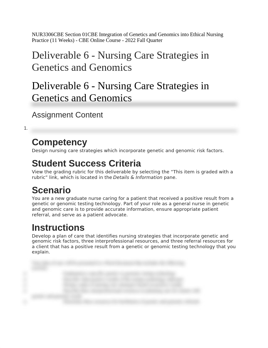 Deliverable 6 - Nursing Care Strategies in Genetics and Genomics.docx_db9ksj93li6_page1