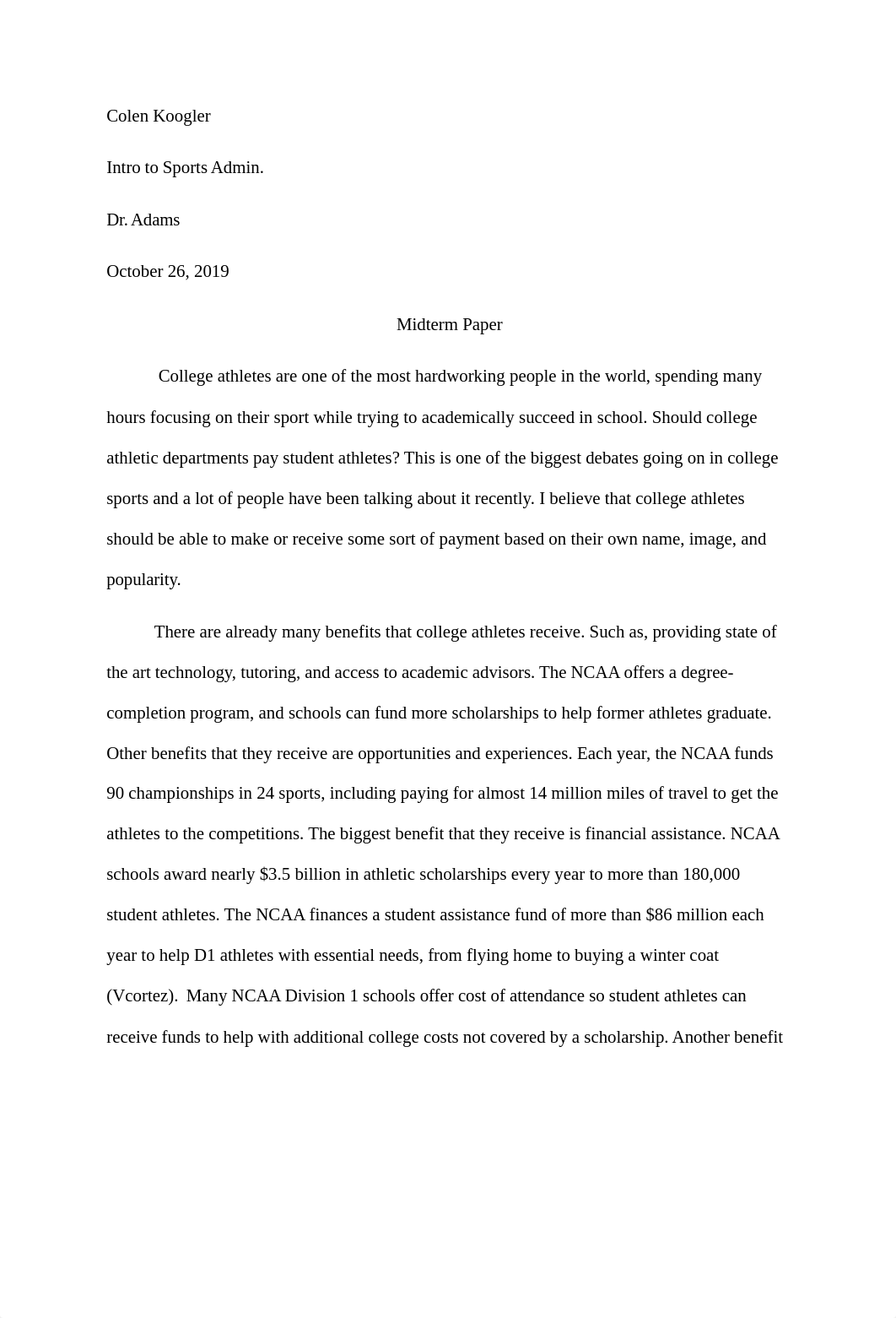 ethical issues in sports mid term paper, college athletes getting paid.docx_dba90p1zfqe_page1