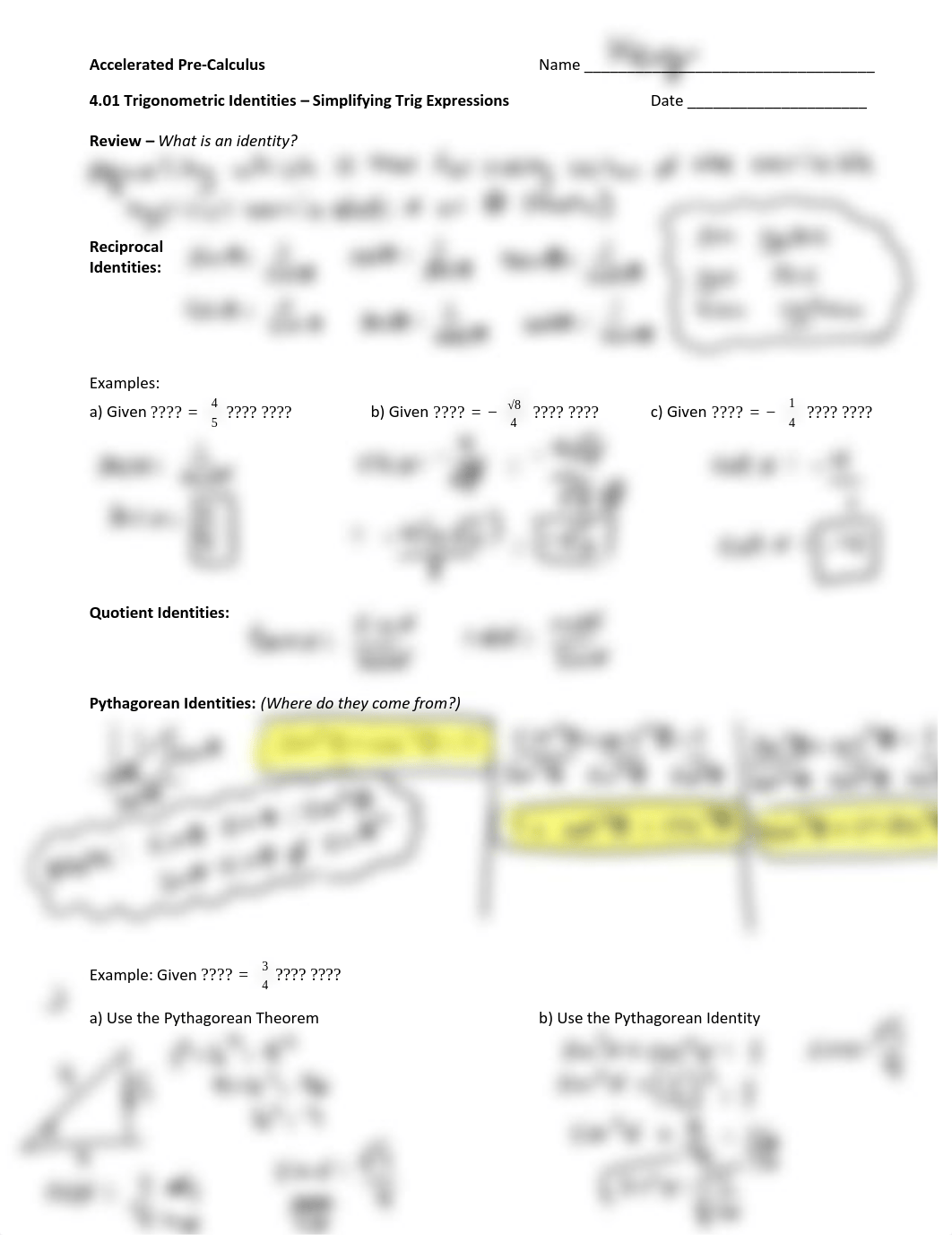 APC 4.01 Simplifying Trig Identities Notes and Connet the Dots Practice KEY.pdf_dbagyd5fo5v_page1