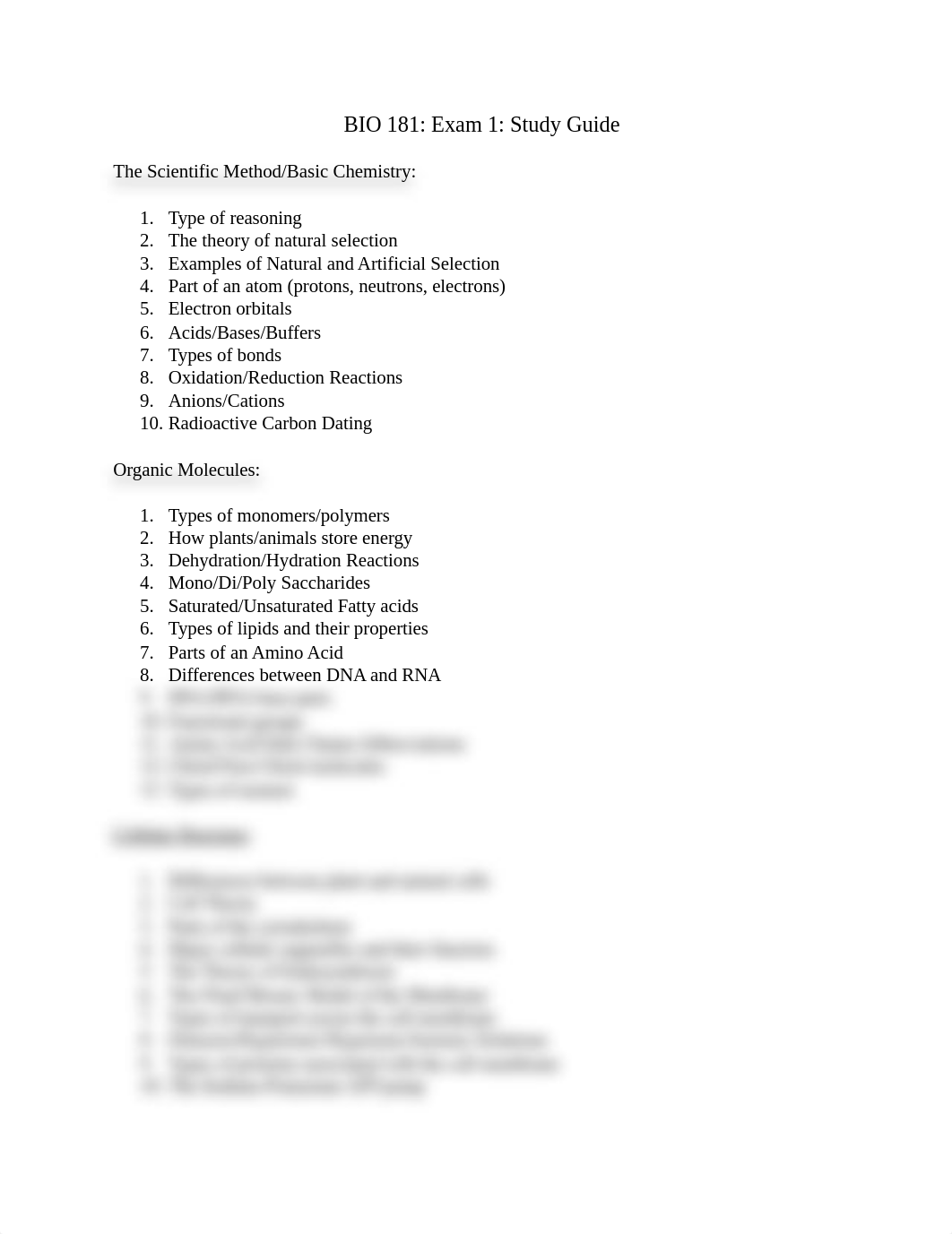 BIO 181 Study Guide Exam 1_dbalqofwbfn_page1