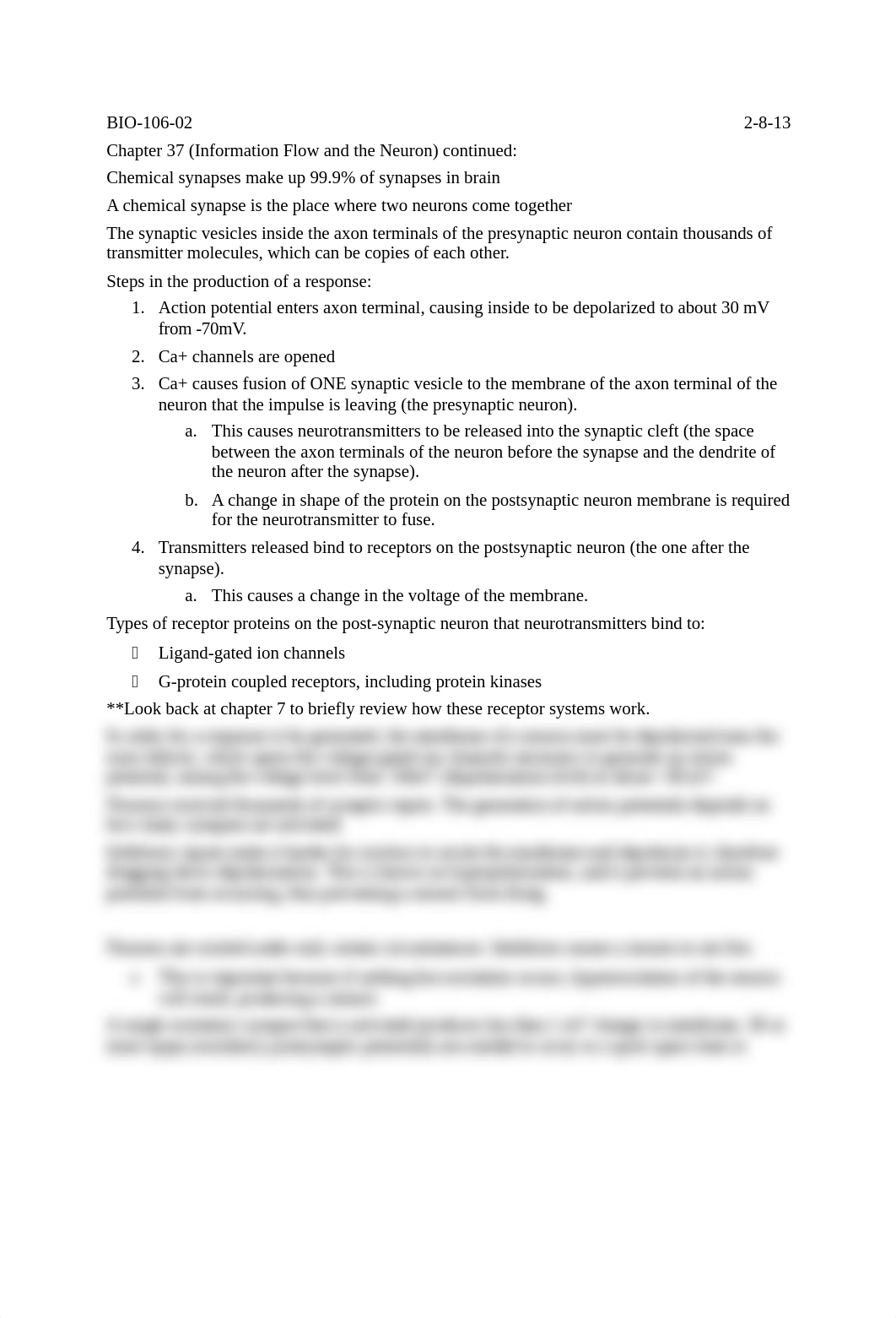 BIO 106 Notes Ch. 37 Information Flow and the Neuron & Ch. 39 Sensory Systems (Types of Receptors)_dbc5hp7sl41_page1