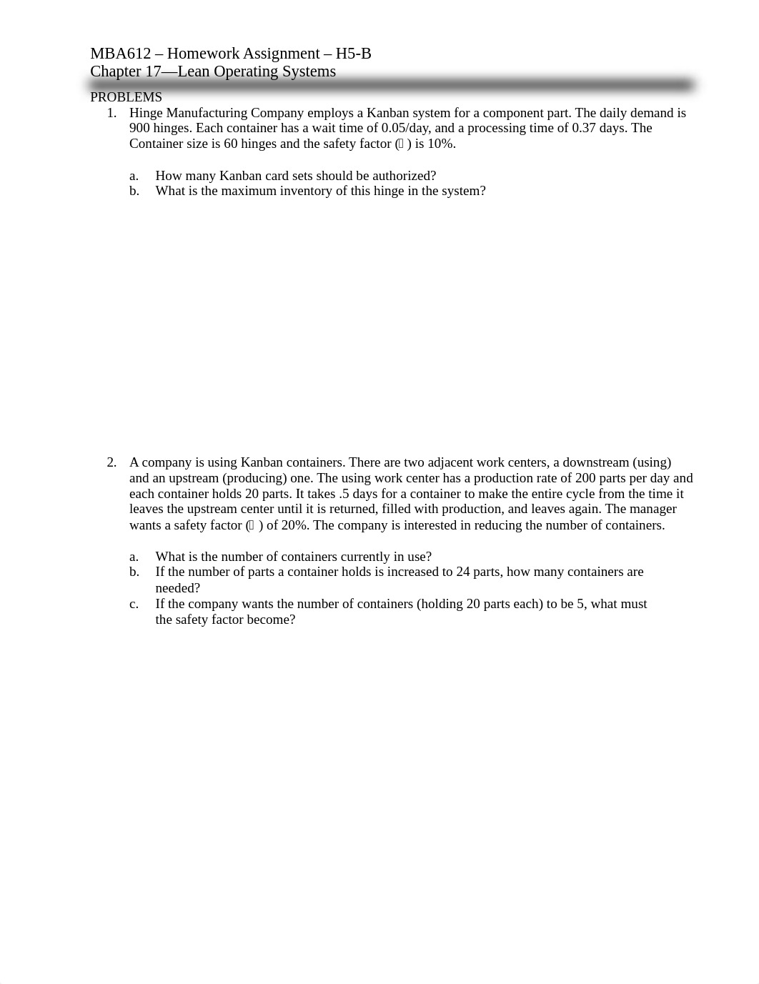 Unit 5 Assignment H5-B Problems Chapter 17 Lean Systems and Chapter 18  Project Management.docx_dbc9dh4k9fq_page1