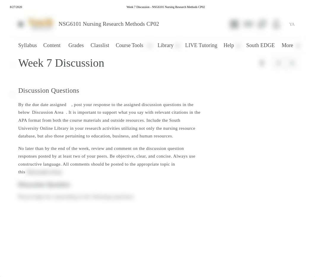 Week 7 Discussion - NSG6101 Nursing Research Methods CP02.pdf_dbcth0kk06n_page1