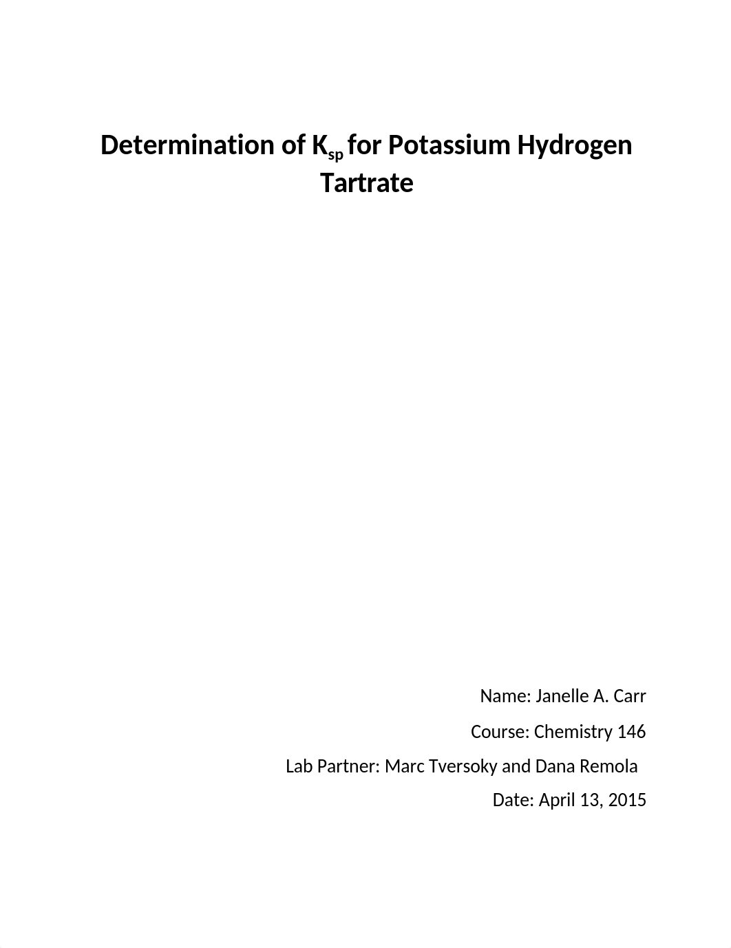 Determination of Ksp for Potassium Hydrogen Tatrtrate Lab Report_dbctkmsi21y_page1