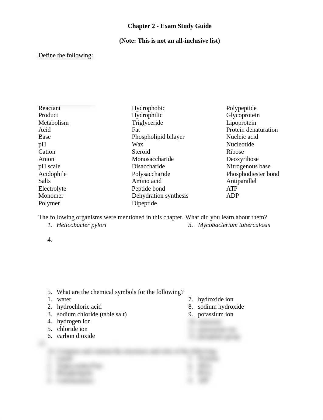 Unit 2 - The Chemistry of Microbiology - Exam Study Guide rev. 2019.docx_dbdqn1xaode_page1