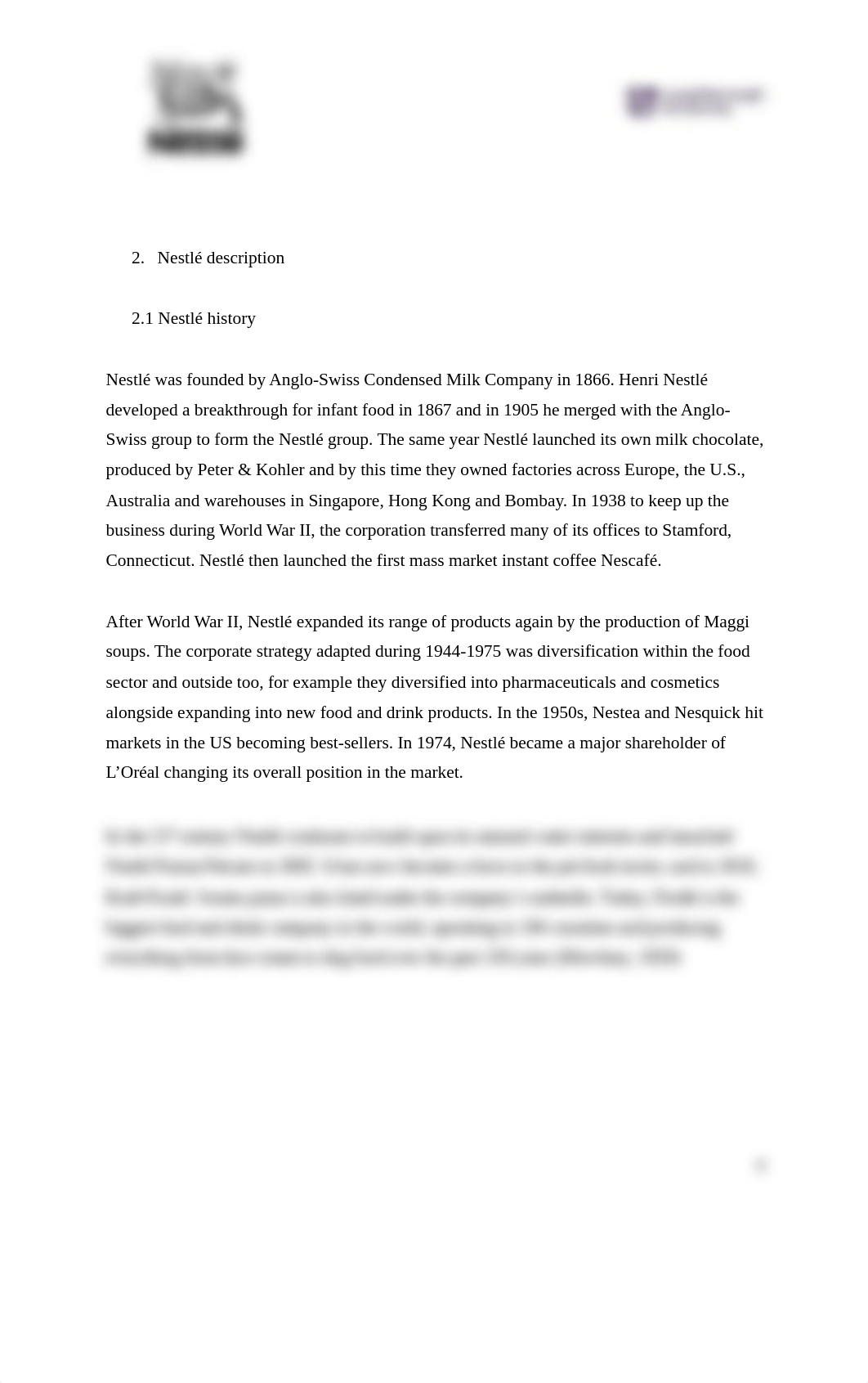 Analysis of Nestlé's main corporate level strategies and evaluation of the suitability of these str_dbdquaxkxom_page4