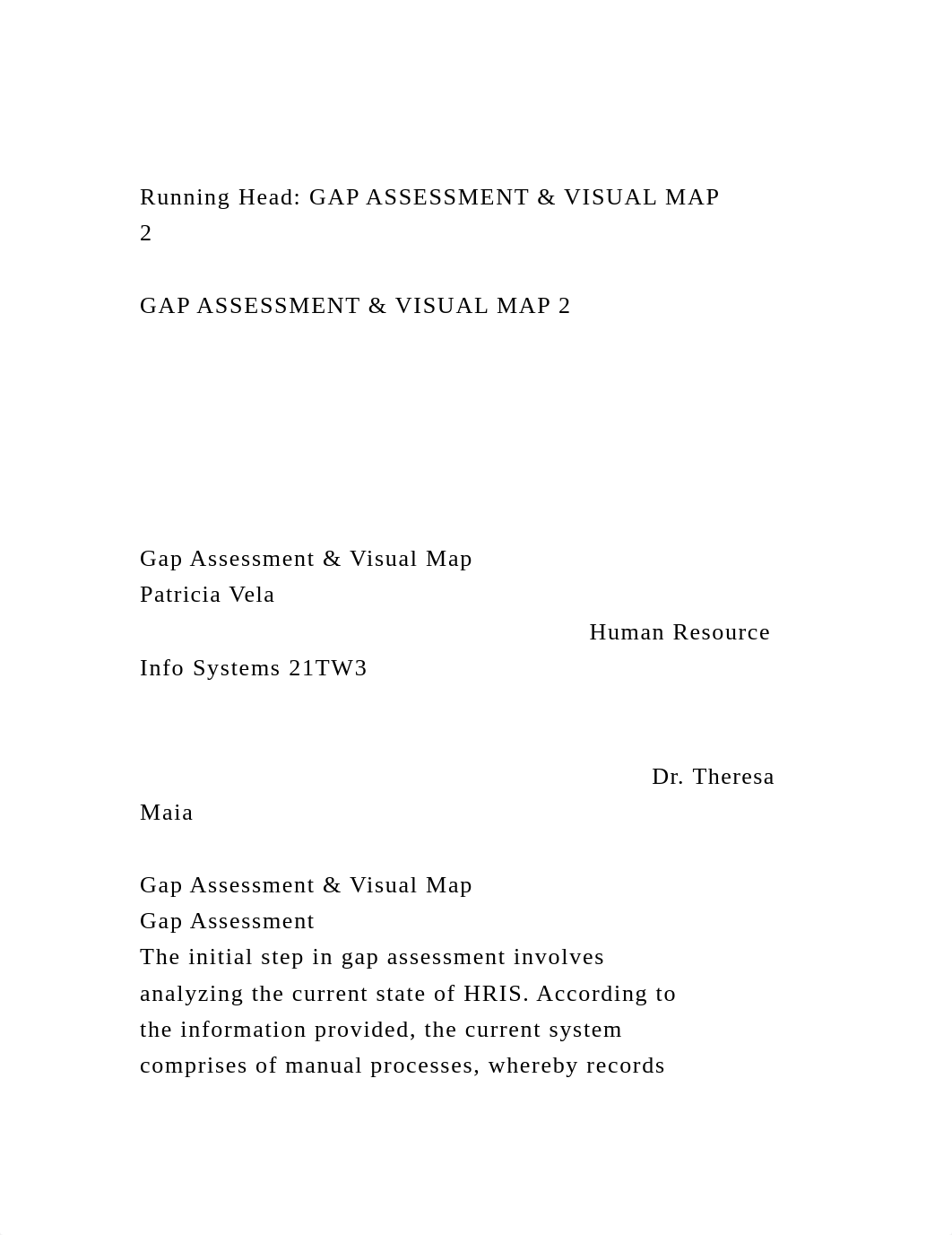 Running Head GAP ASSESSMENT & VISUAL MAP          2GAP A.docx_dbeqoutrzz2_page2