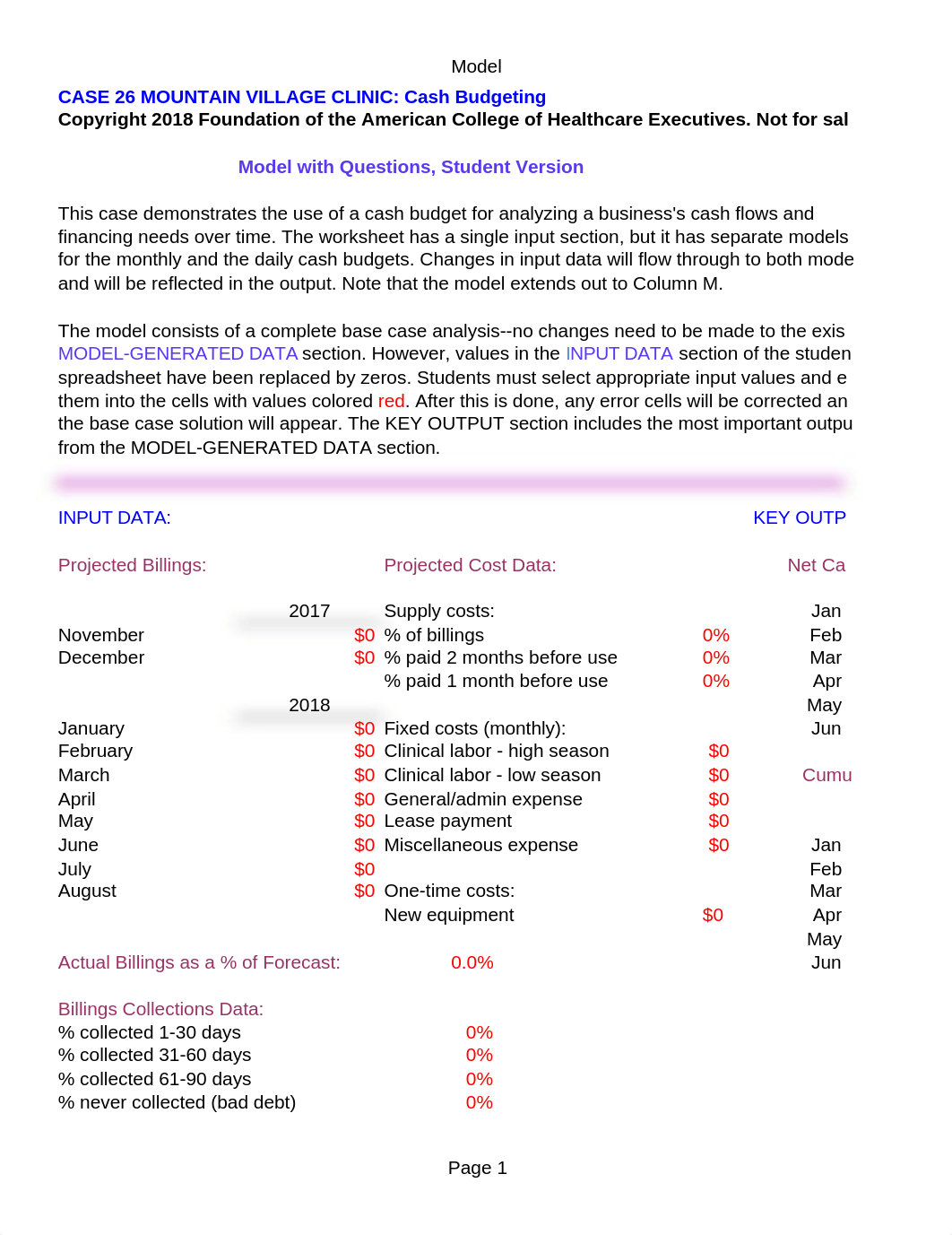 Case 26 Mountain Village Clinic - Student Questions - 6th Edition.xlsx_dbf1xoyulaf_page1