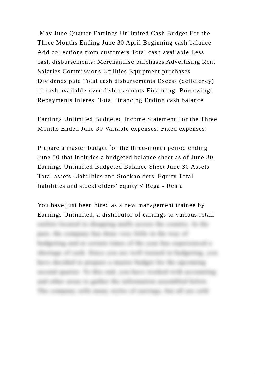 May June Quarter Earrings Unlimited Cash Budget For the Three Months .docx_dbf6tyazg0j_page2