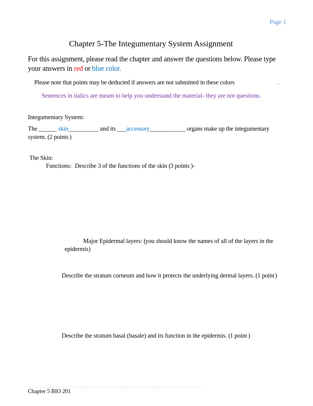 Chapter 5 -The Integumentary System Assignment20192020.doc_dbgs4nwbamu_page1