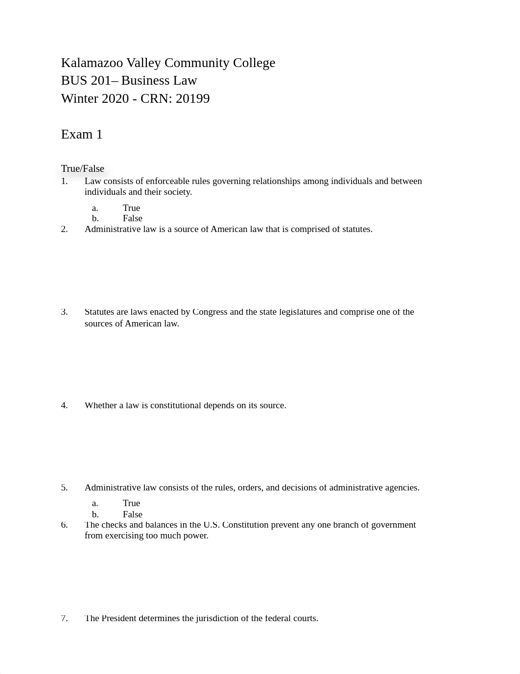 BUS 201 EXAM 1 - Studen.pdf_dbguiqo76lw_page1