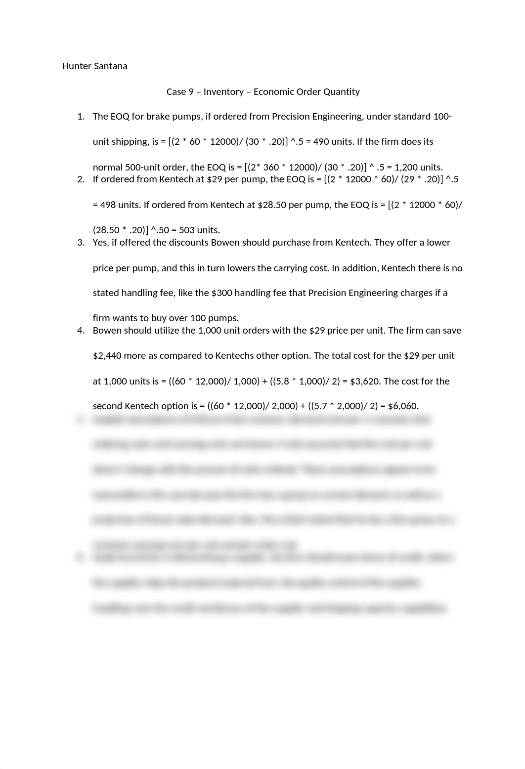 Case 9 - Inventory - Economic Order Quantity Hunter Santana.docx_dbgzt8yfd1f_page1