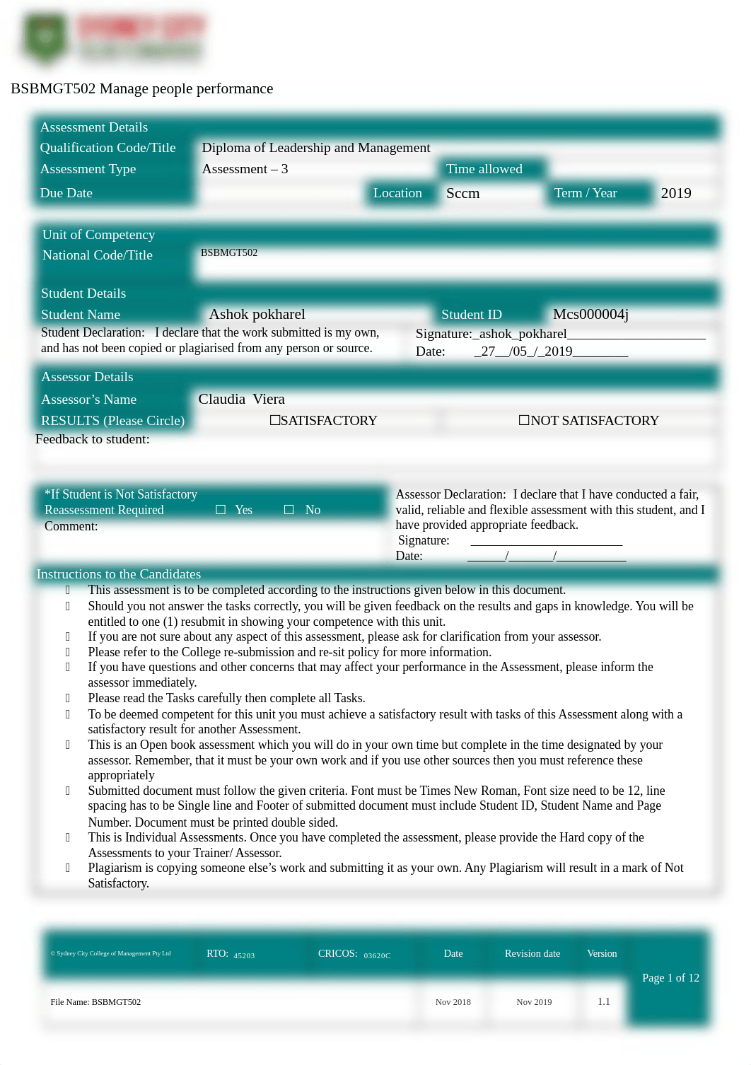 BSBMGT502 Student Assessment Task 3 (2)ashok final (1).docx_dbh4xnzrkjb_page1