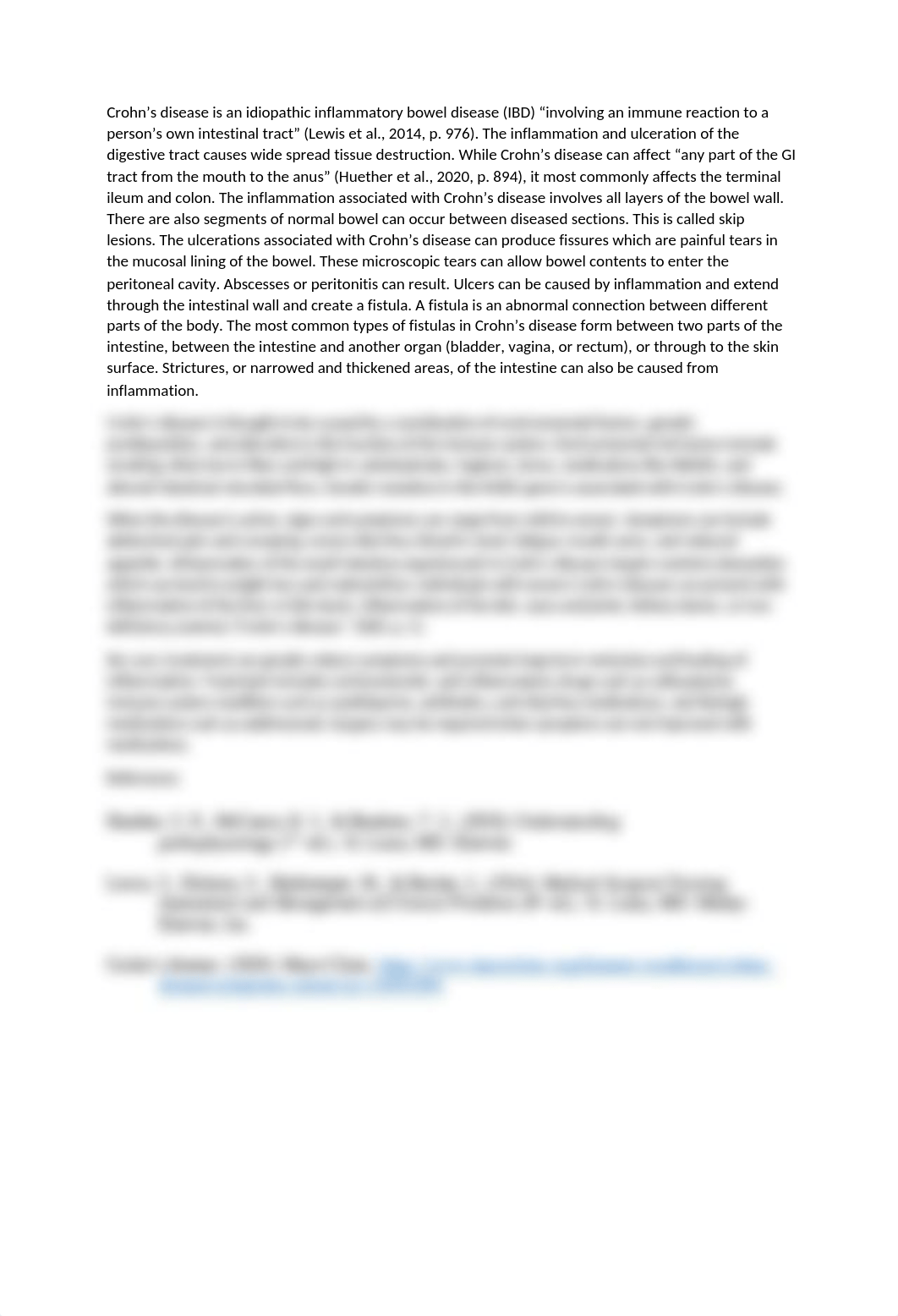 NUR 309 Week 9 Discussion Alterations in Digestive Functioning Crohn's Disease.docx_dbhsao0cqjm_page1