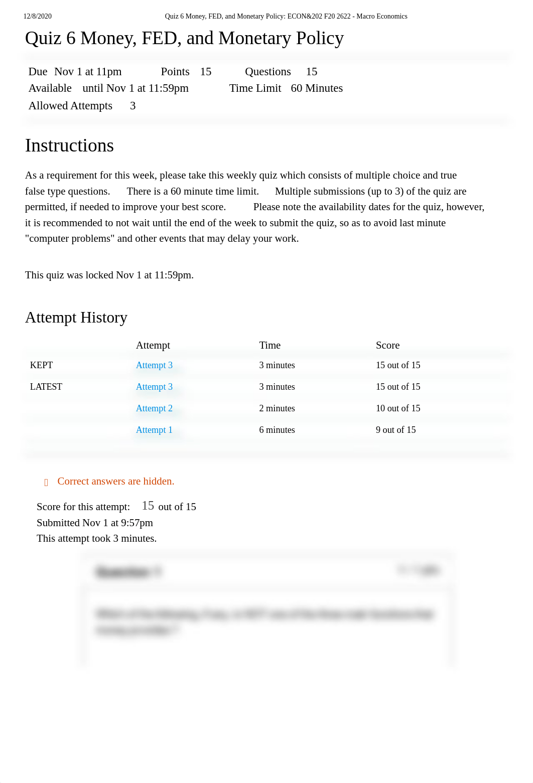 Quiz 6 Money, FED, and Monetary Policy_ ECON&202 F20 2622 - Macro Economics.pdf_dbiq58yy3ai_page1