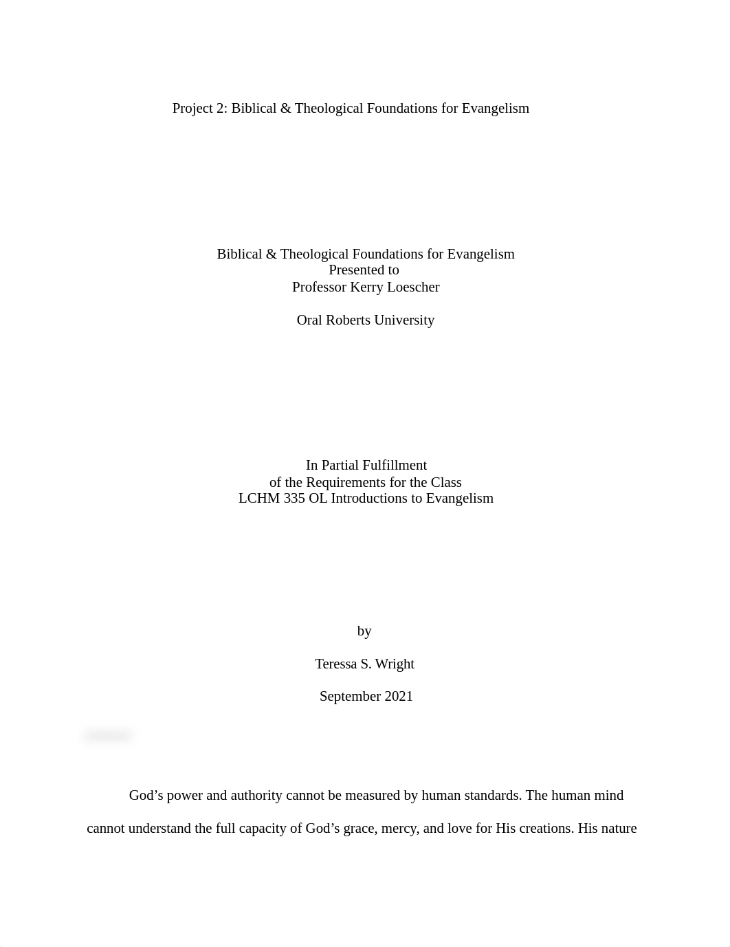 Project 2_ Biblical & Theological Foundations of Evangelism Teressa Wright.docx_dbjkx2l5arb_page1