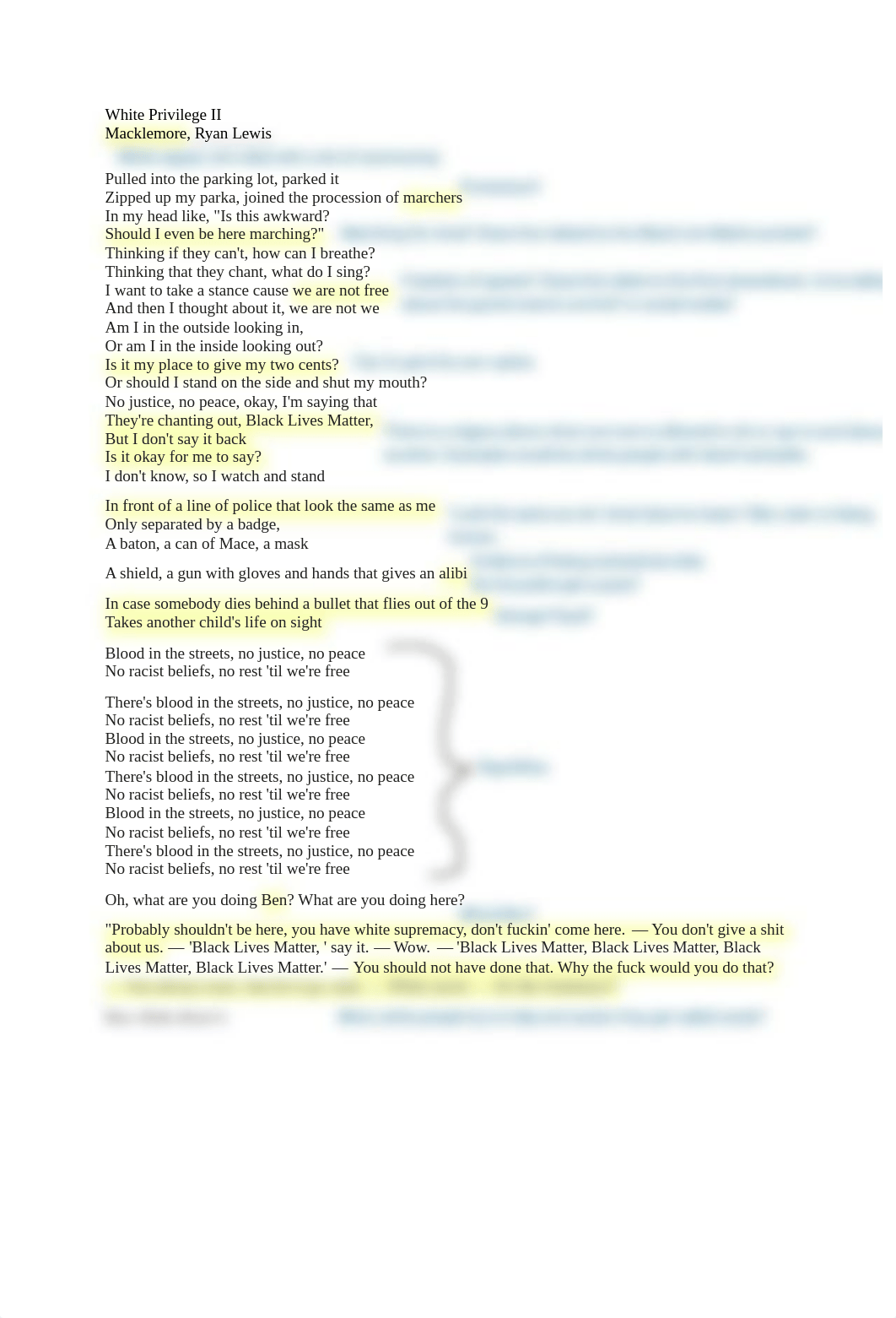 ENGL-101_ White Privilege II Lyrics Annotation.pdf_dbjsxfdzm1o_page1