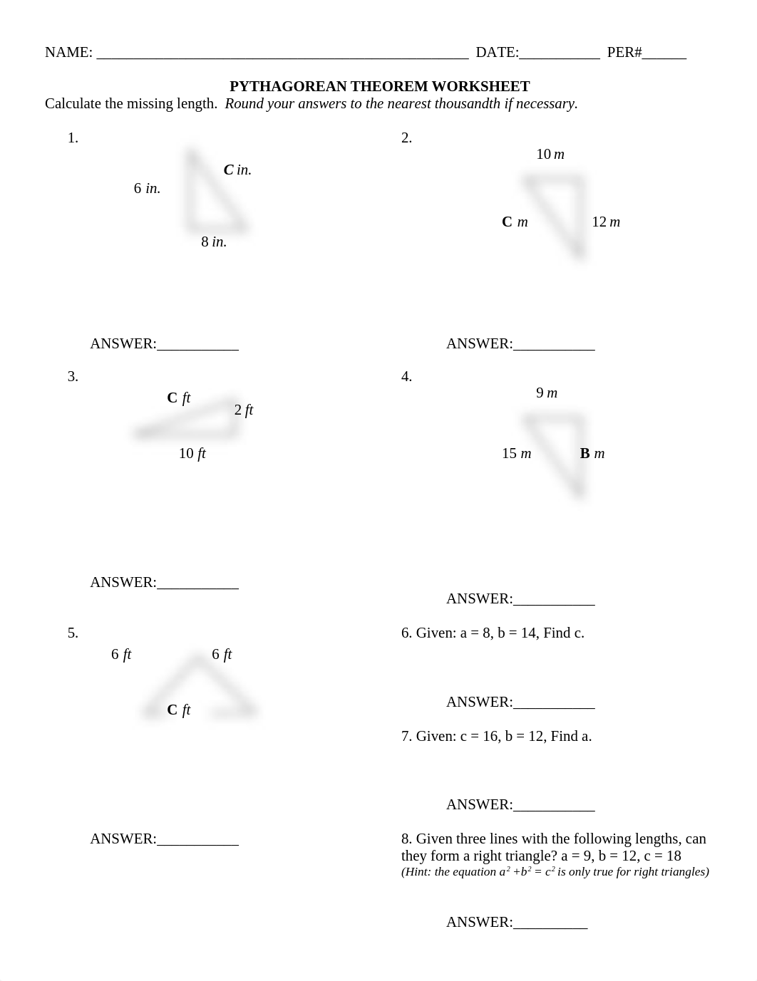 Pythagorean Theorem Worksheet_dbkoj27691r_page1