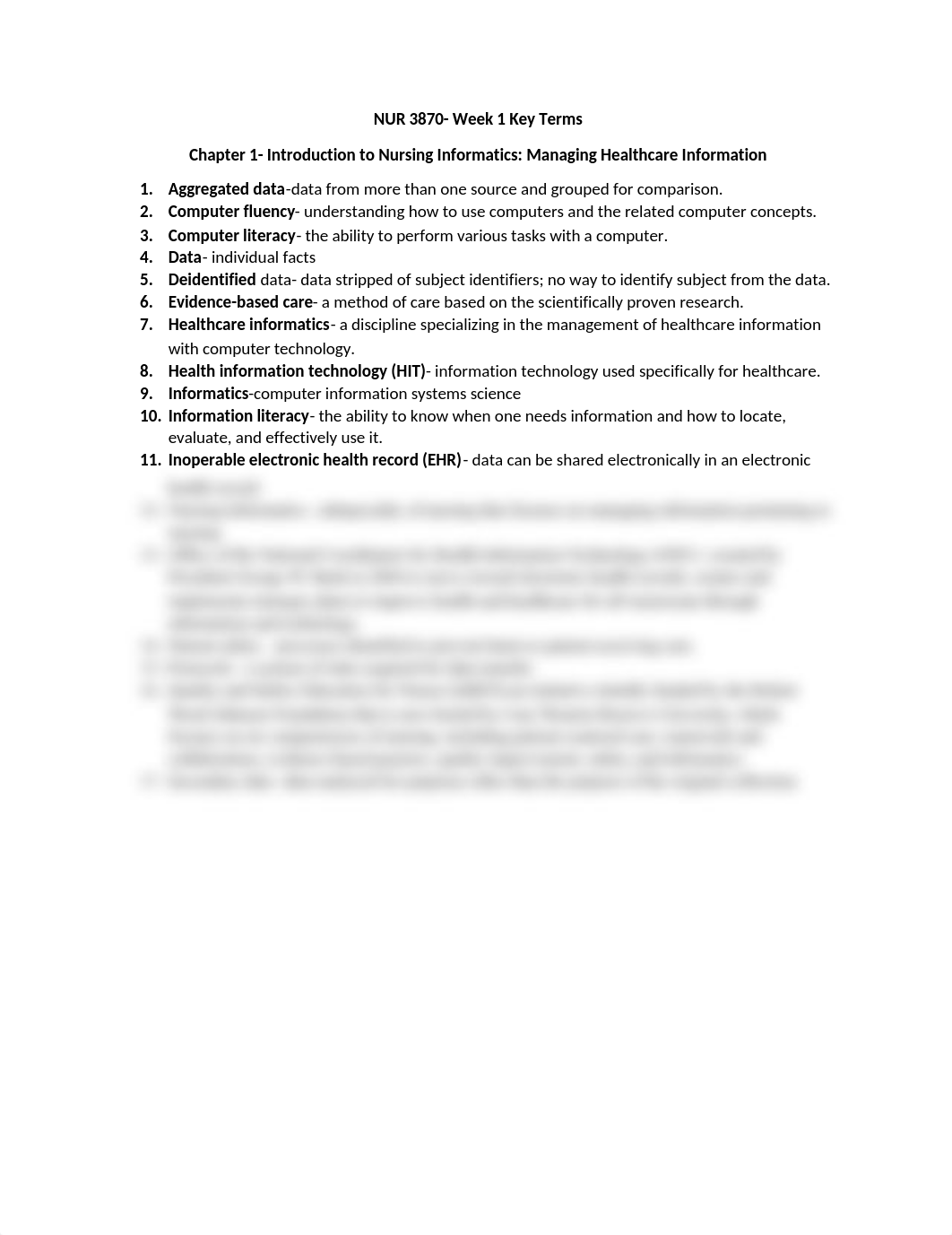 NUR 3870 Week 1 Key Terms- Chapter 1 - Introduction to Nursing Informatics- Managing Healthcare Info_dbl47380dmh_page1