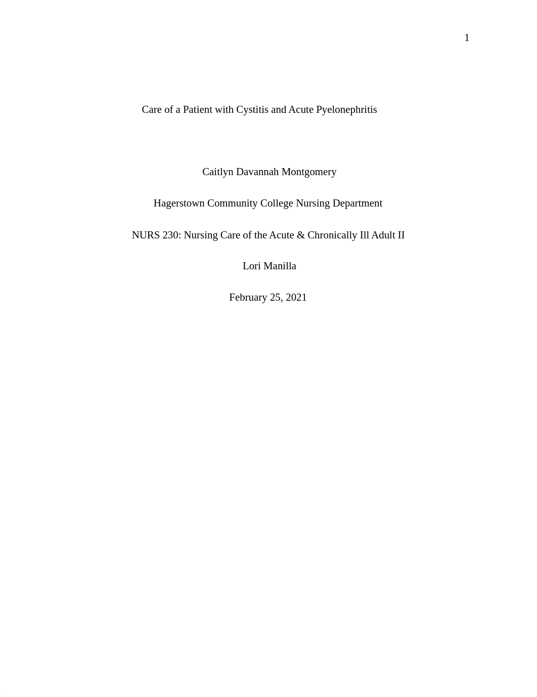 Care of a Patient with Cystitis and Acute Pyelonephritis.docx_dblfqof2mkn_page1