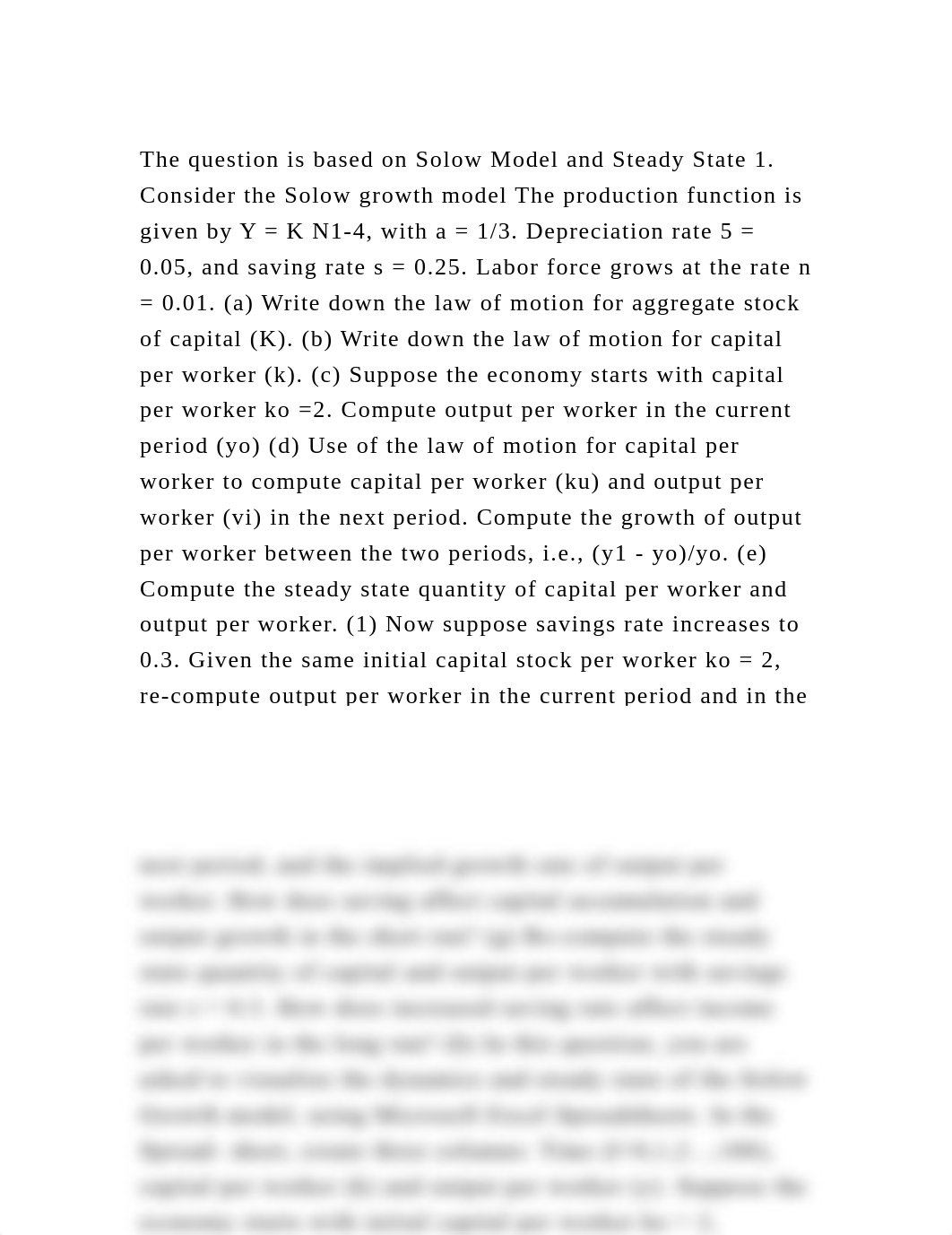 The question is based on Solow Model and Steady State 1. Consider th.docx_dbmj0yhqyyv_page2