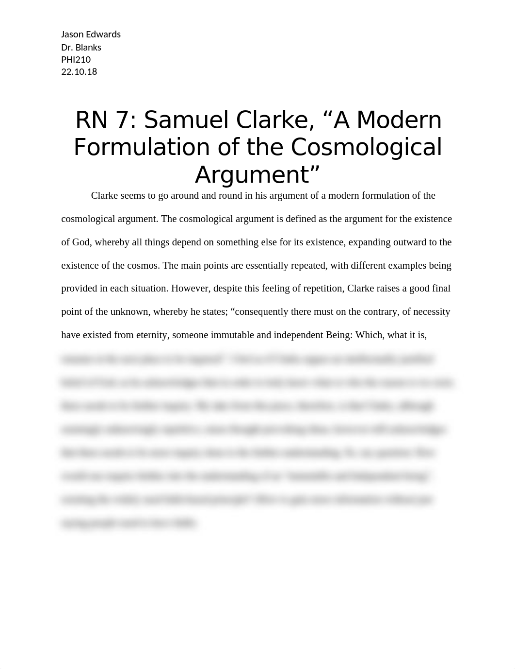 RN 7 - Samuel Clarke-"Modern Formulation of the Cosmological Argument".docx_dbn3fpaohh7_page1