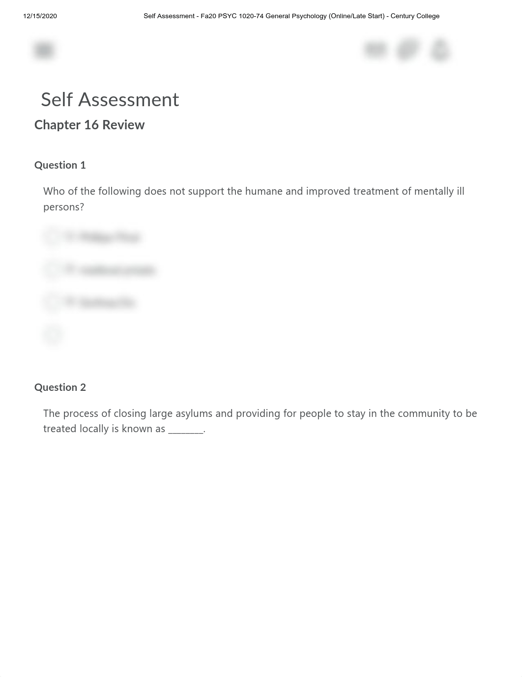 Self Assessment Ch16- Fa20 PSYC 1020-74 General Psychology (Online_Late Start) - Century College.pdf_dboicondmcc_page1