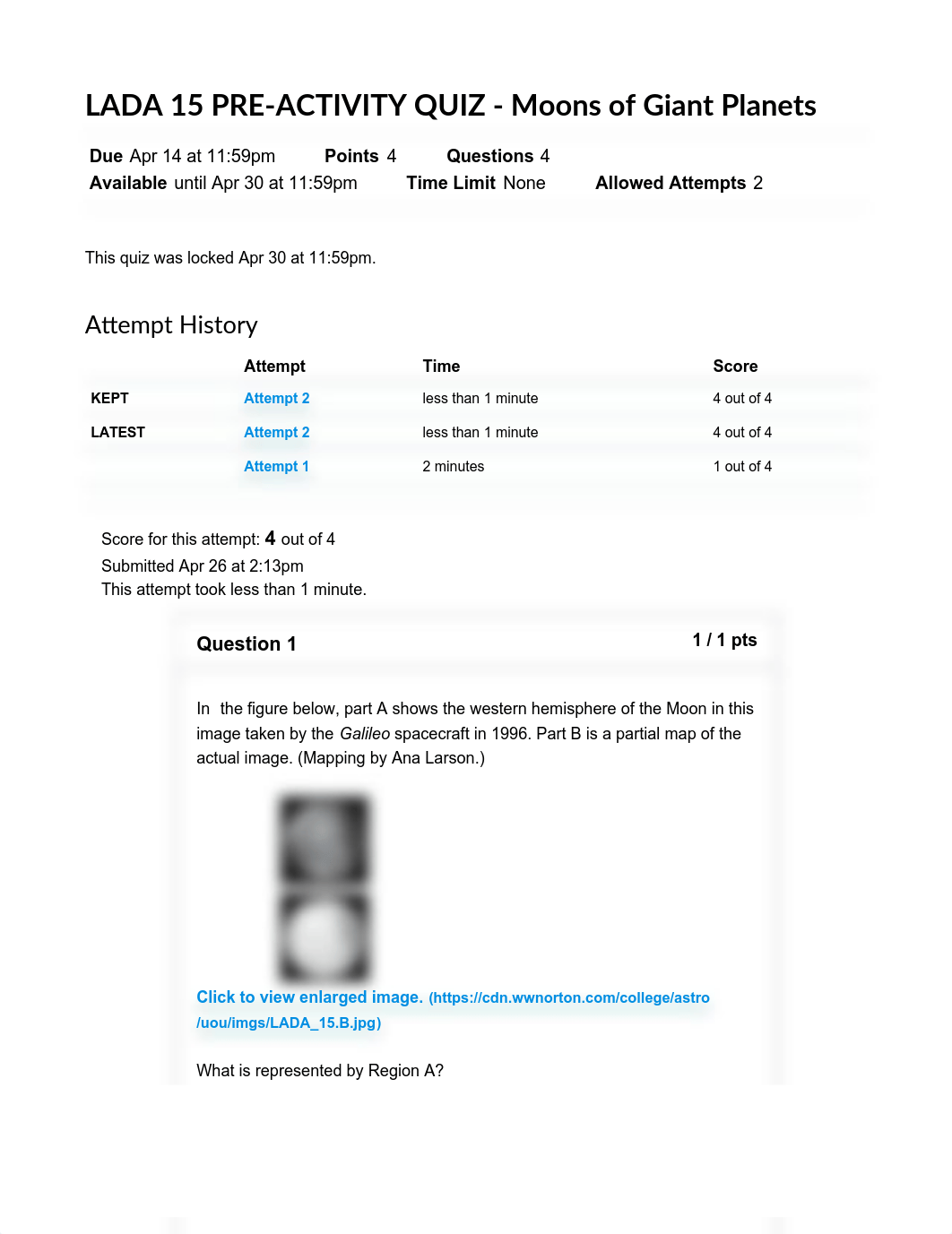 LADA 15 PRE-ACTIVITY QUIZ - Moons of Giant Planets: ASTRON 005 : Fund Of Astron Lab - Burchard E. -_dbp2ta9yb1x_page1