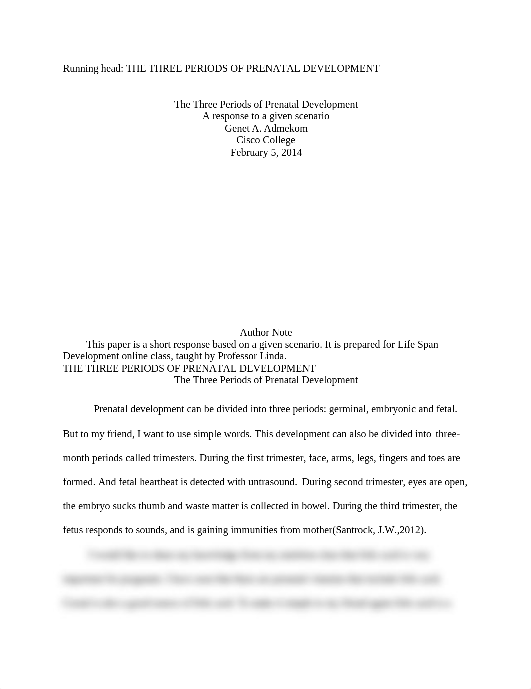 Life Span    The Three Stages of Prenatal Development --- Chapter 2 Response_dbp2tdqcd3q_page1