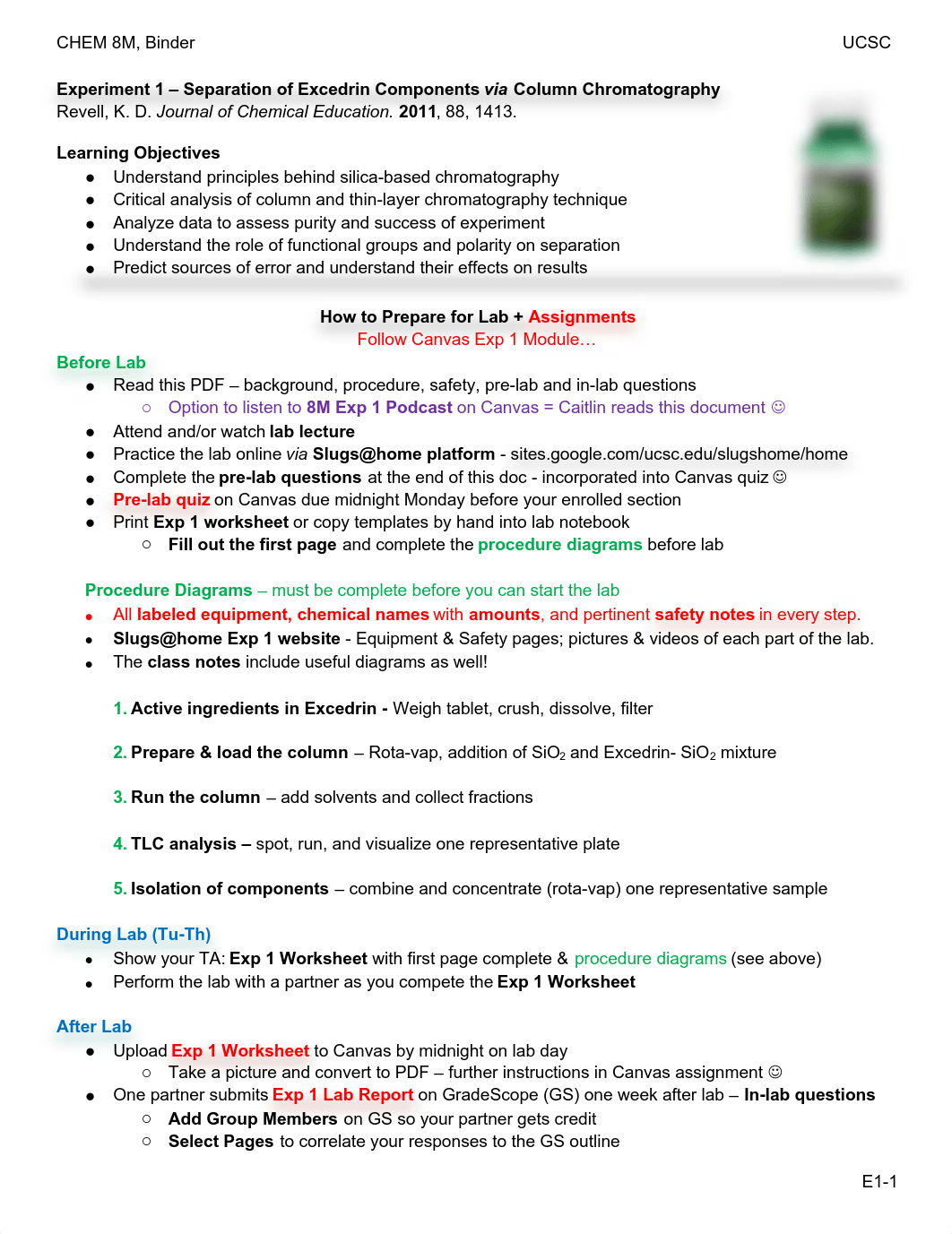 Experiment 1 - Column Chromatography - Excedrin.pdf_dbppph56k9a_page1