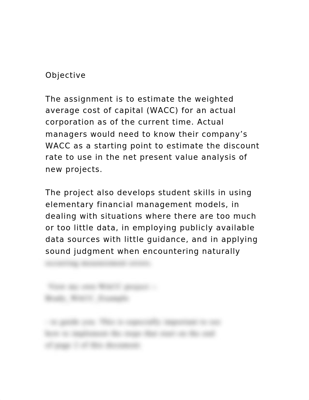 ObjectiveThe assignment is to estimate the weighted average .docx_dbpzr6ja3hv_page2