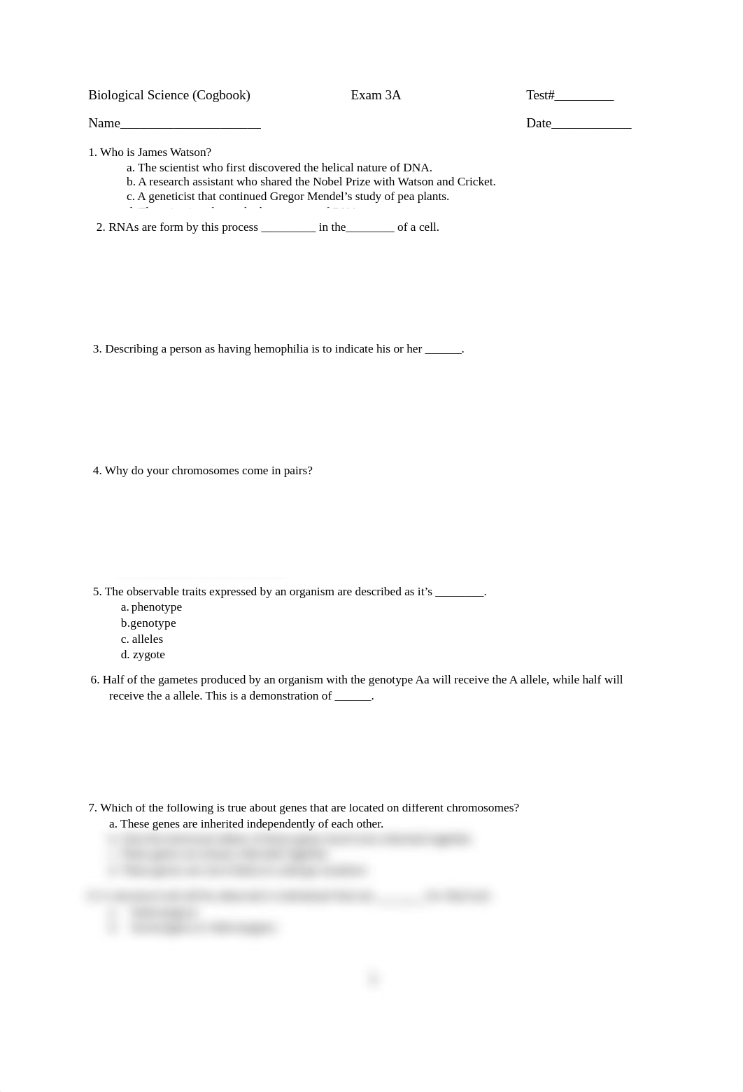 Biological Science  Exam 3A(Cogbook).docx_dbq13507zus_page1