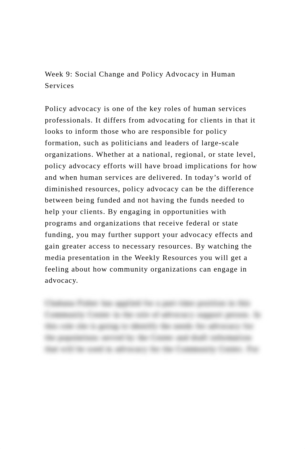 Week 9 Social Change and Policy Advocacy in Human ServicesP.docx_dbq7e3zh6w3_page2