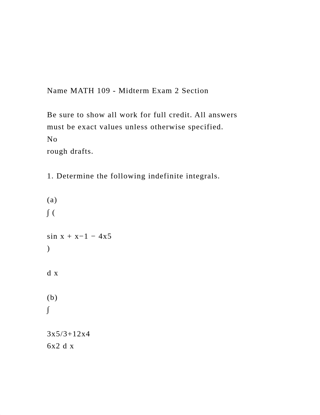 Name MATH 109 - Midterm Exam 2 SectionBe sure to show all .docx_dbqnerneboj_page2