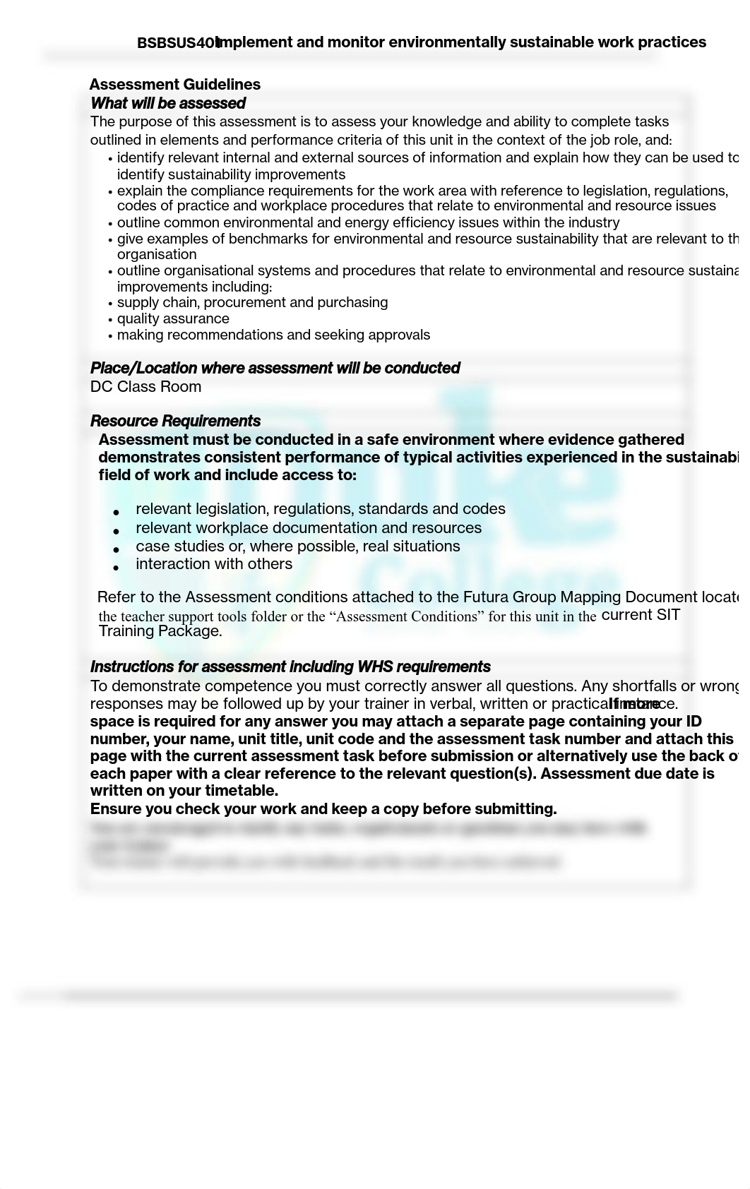 Assessments - BSBSUS401   Implement and monitor environmentally sustainable work practices (1).pdf_dbqrp65x6ge_page2