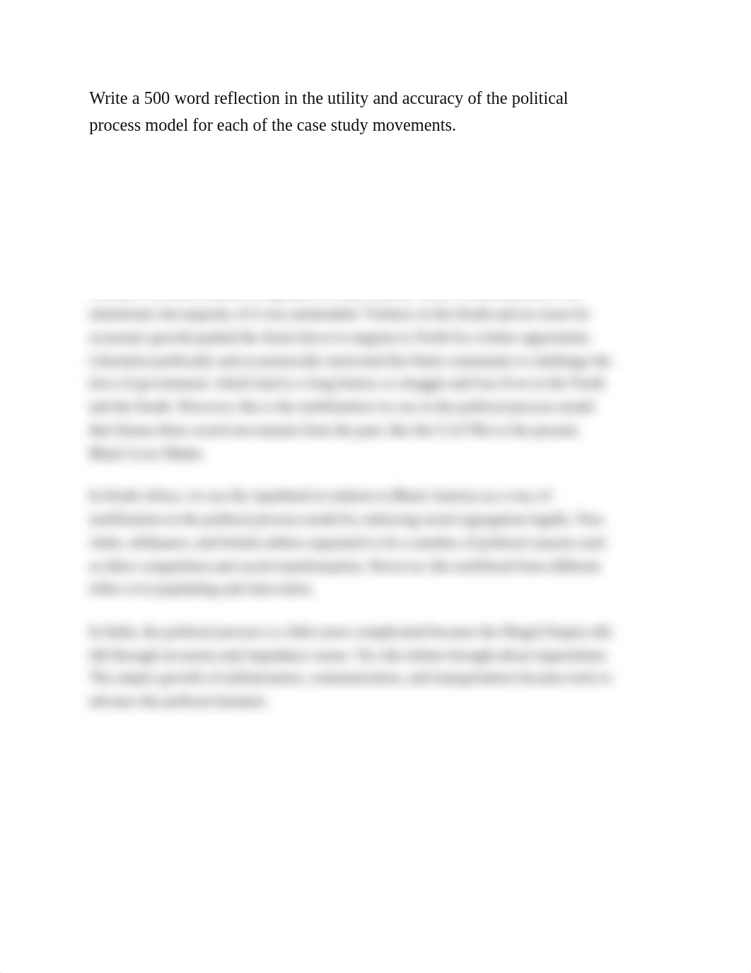 Write a 500 word reflection in the utility and accuracy of the political process model for each of t_dbrkx3bukdc_page1