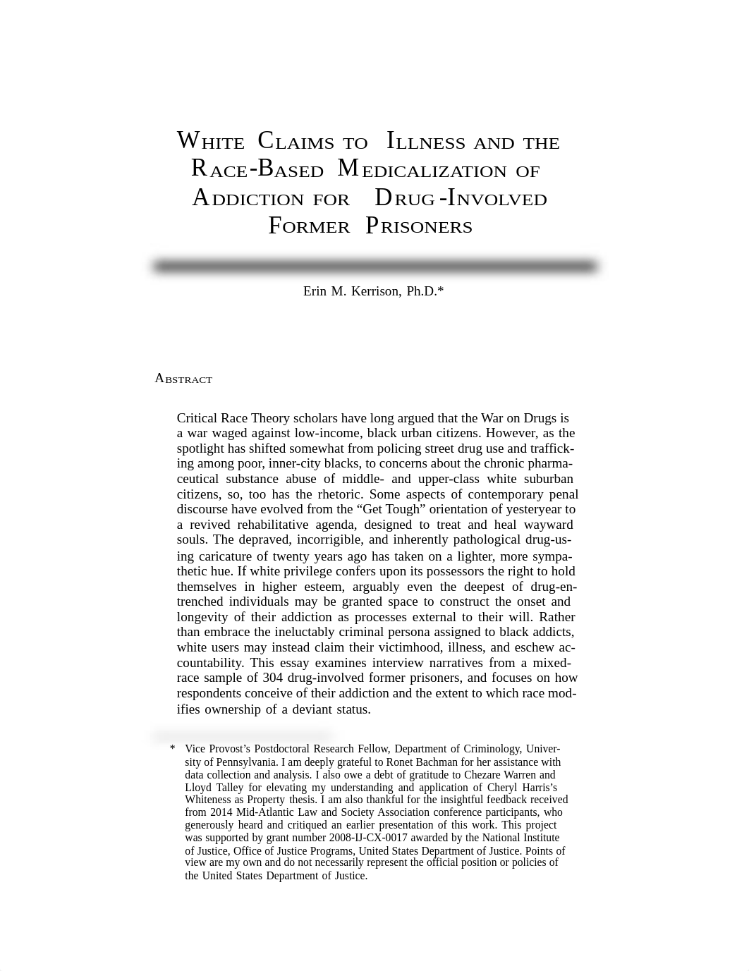 WHITE CLAIMS TO ILLNESS AND THE RACE-BASED MEDICALIZATION OF ADDICTION FOR ....pdf_dbrp3nz5052_page1