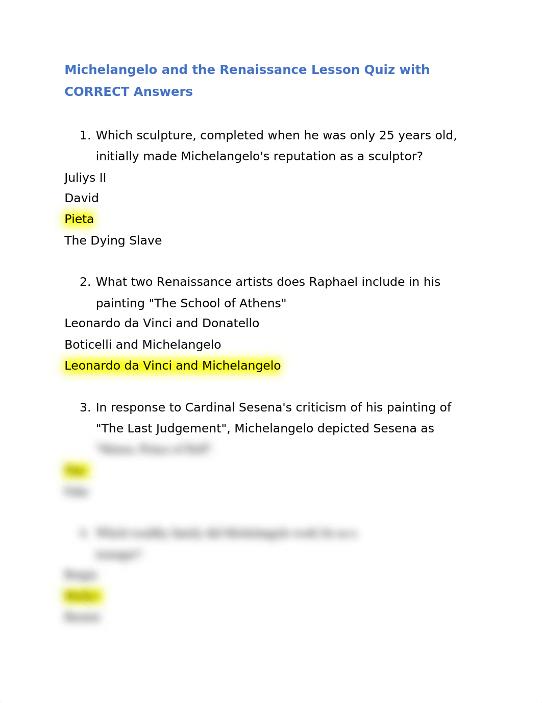 Michelangelo and the Renaissance Lesson Quiz with CORRECT Answers.docx_dbs36iwrftd_page1