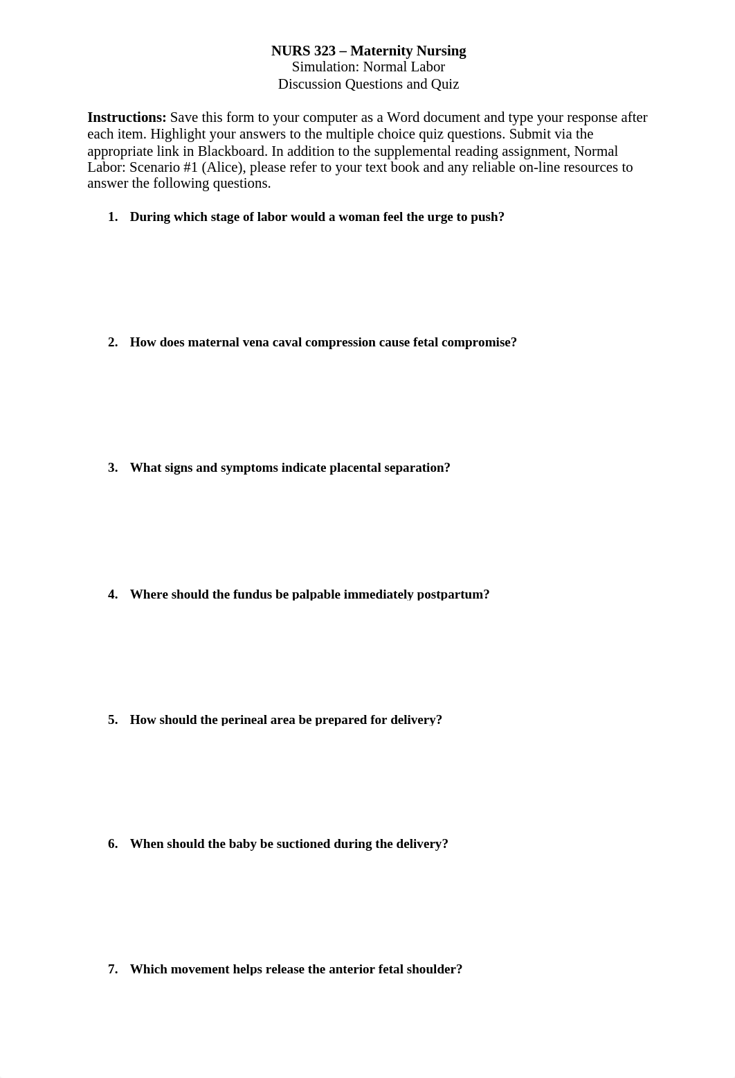 Simulation - Normal Labor; Discussion Questions and Quiz COMPLETE.docx_dbs5a9i7j3u_page1