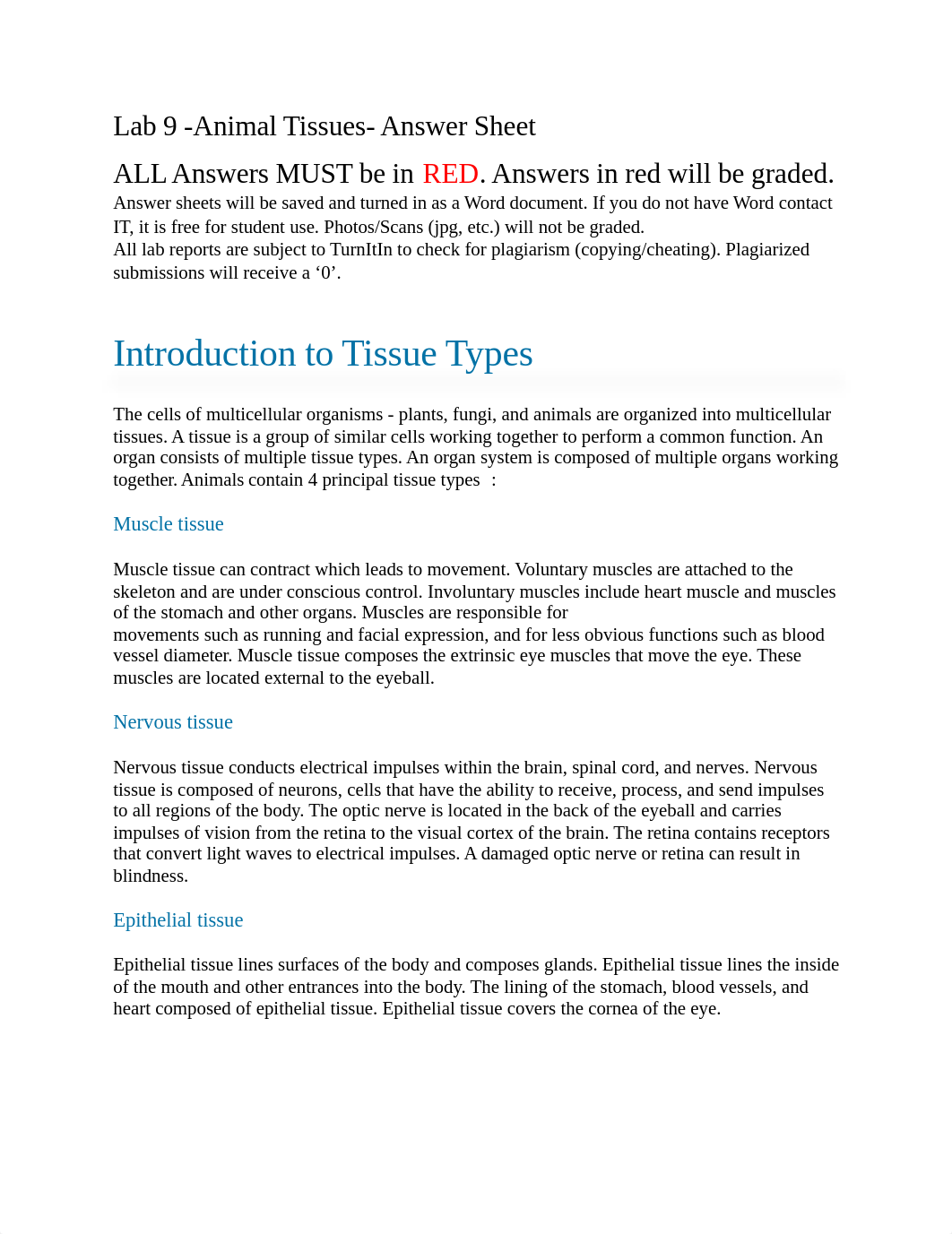 Lab 9 -Animal Tissues- Answer Sheet.docx_dbs60j4x9f2_page1