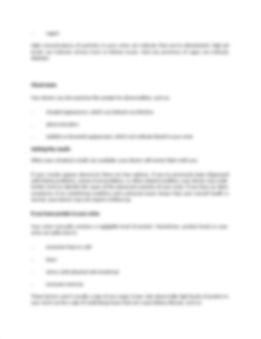 The process of testing of urine or urinalysis involve giving a urine sample at the doctor's office.d_dbslu2w62y6_page2