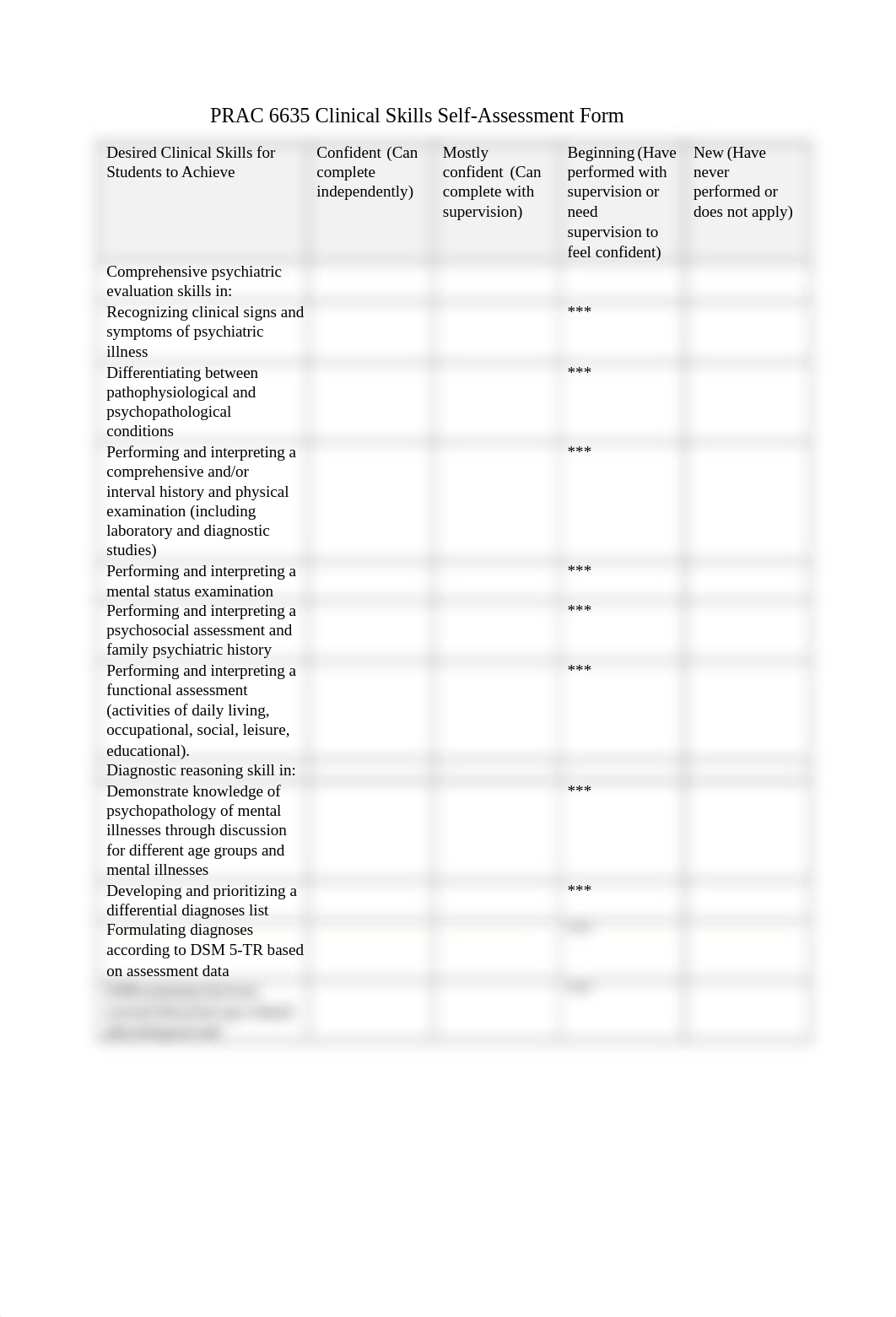 PRAC 6635 Clinical Skills Self Assessment Form.docx_dbtbuc8g8r9_page1